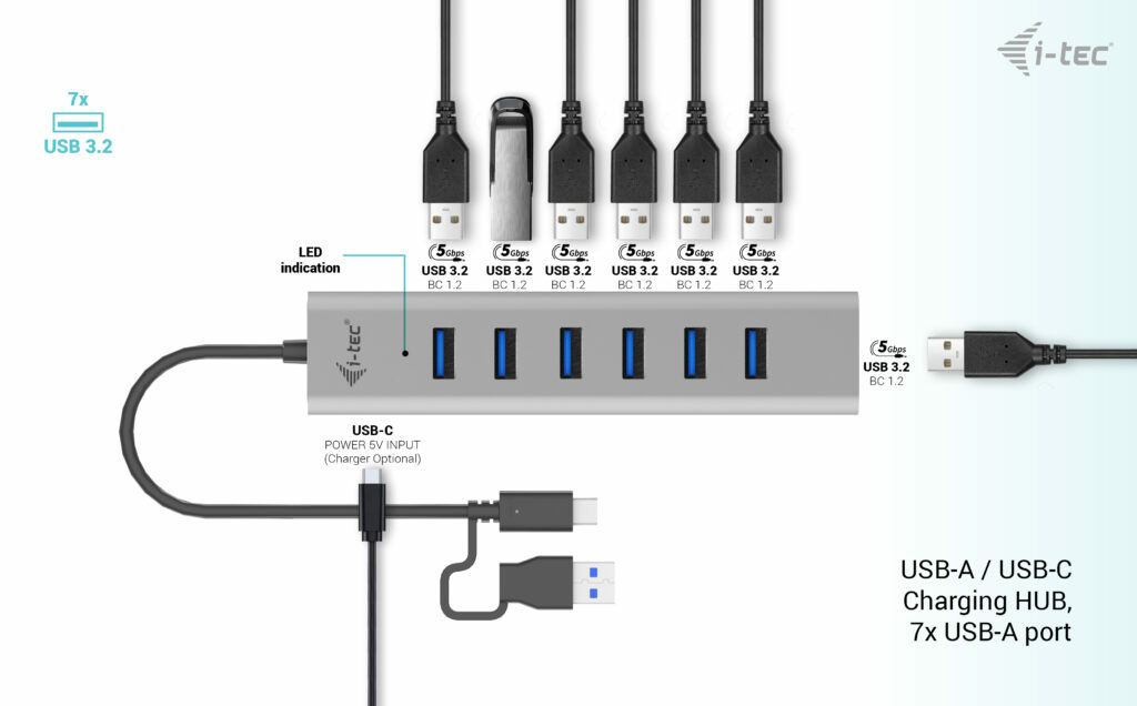 i-tec Hub - 7 x USB 3.2 Gen 1 - Desktop, Ansicht 4
