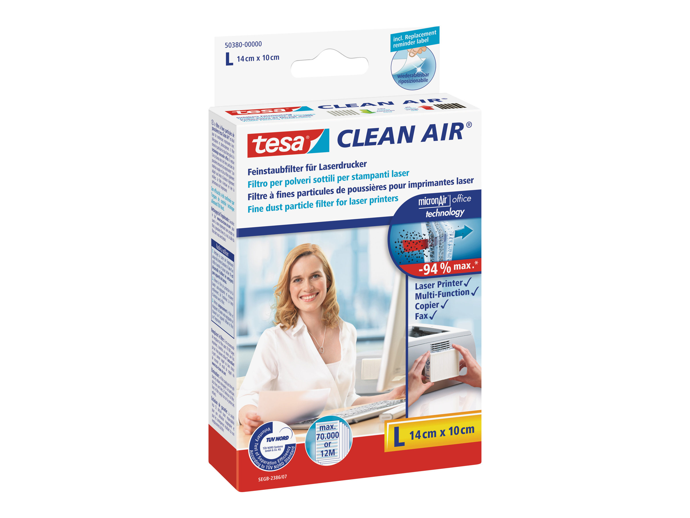 Tesa Clean Air Large - Feinstaubfilter für Drucker