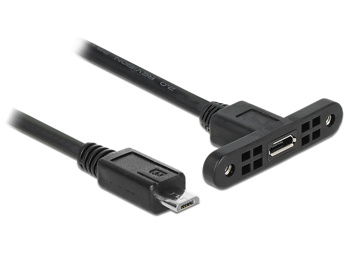 Delock 85245, 0,25 m, Micro-USB B, Micro-USB B, USB 2.0, Männlich/Weiblich, Schwarz