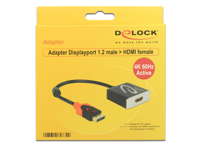 Delock Adapter Displayport 1.2 male > HDMI female 4K Active, Ansicht 2