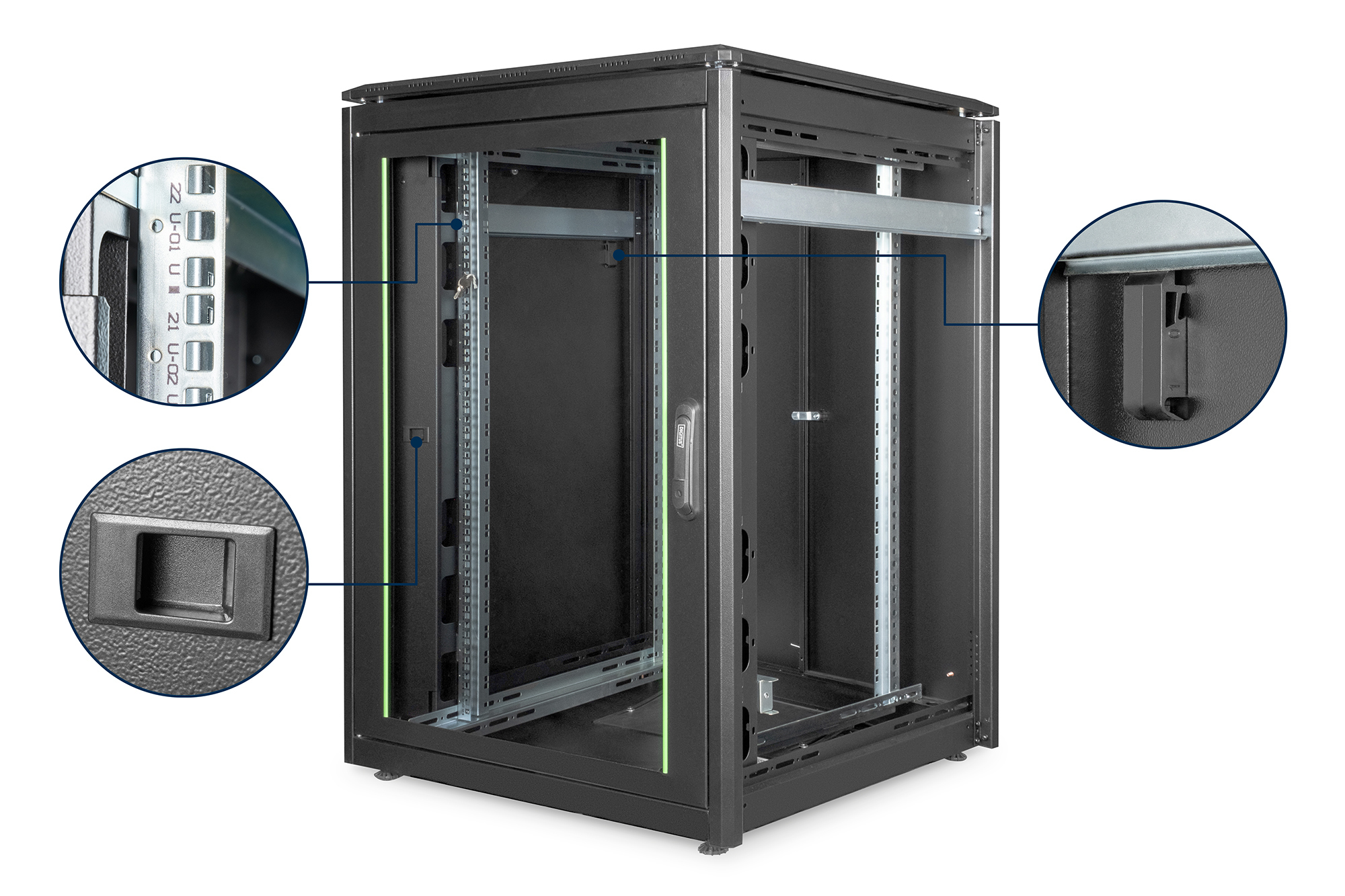 DIGITUS Netzwerkschrank Unique Serie - 800x800 mm (BxT), Ansicht 3