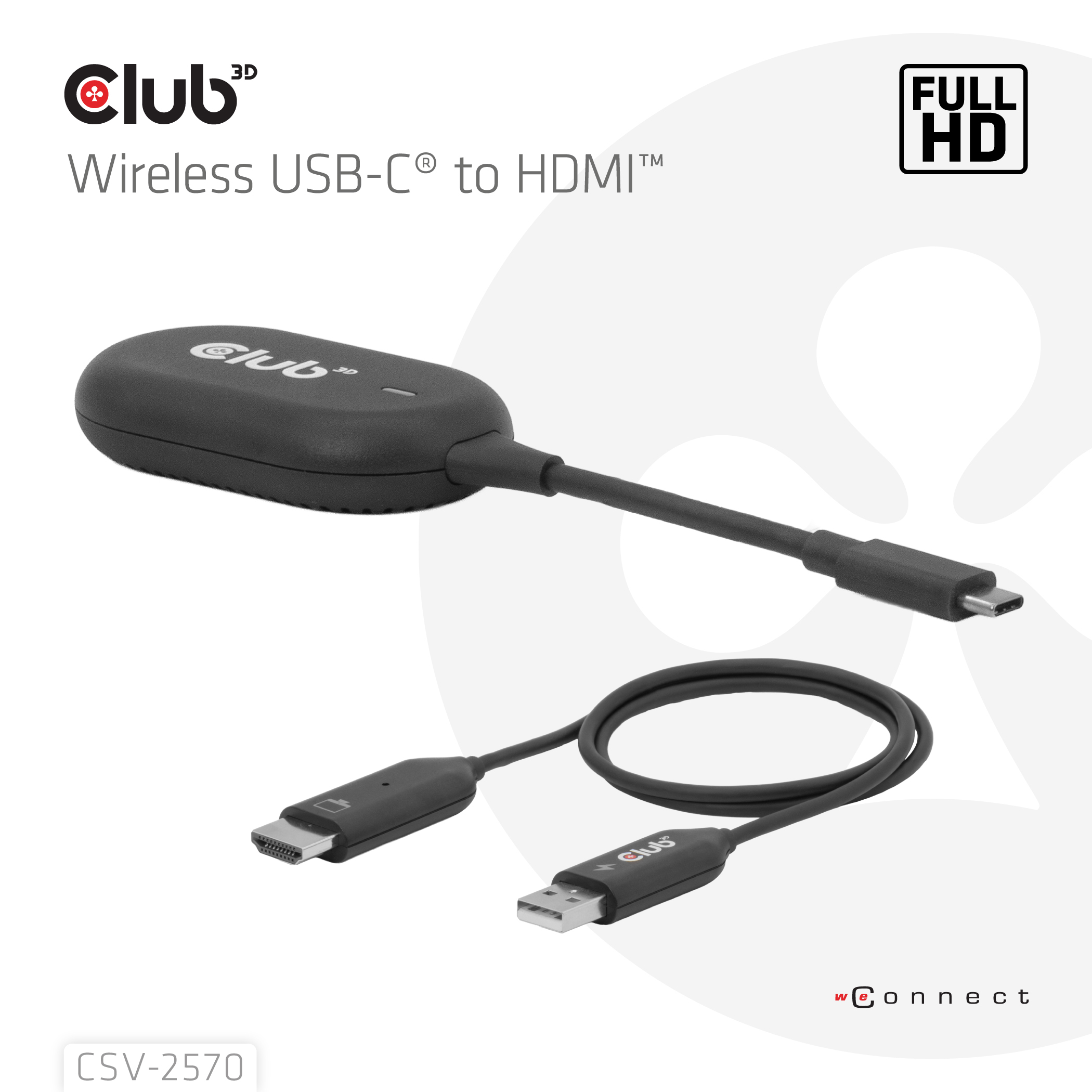 Club 3D Wireless USB-C> HDMI Streaming Kit Full-HD 25m - Schnittstellenkarte, Ansicht 3