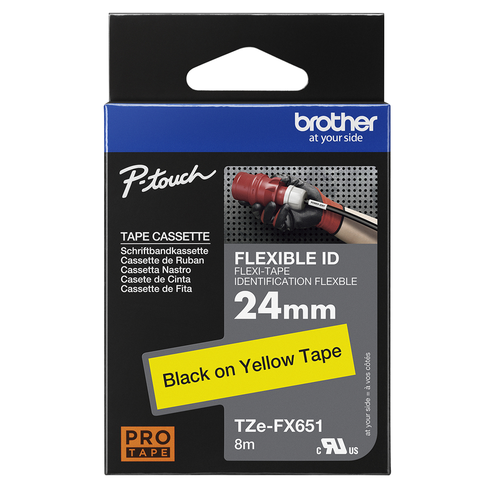 Brother TZe-FX651 - Schwarz auf Gelb - Rolle (2,4 cm x 8 m), Ansicht 4