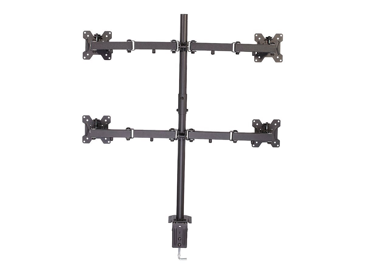 Lindy Quad Display Bracket w/ Pole & Desk Clamp - Befestigungskit - einstellbarer Arm - für 4 Monitore - Stahl - Schwarz, Ansicht 3