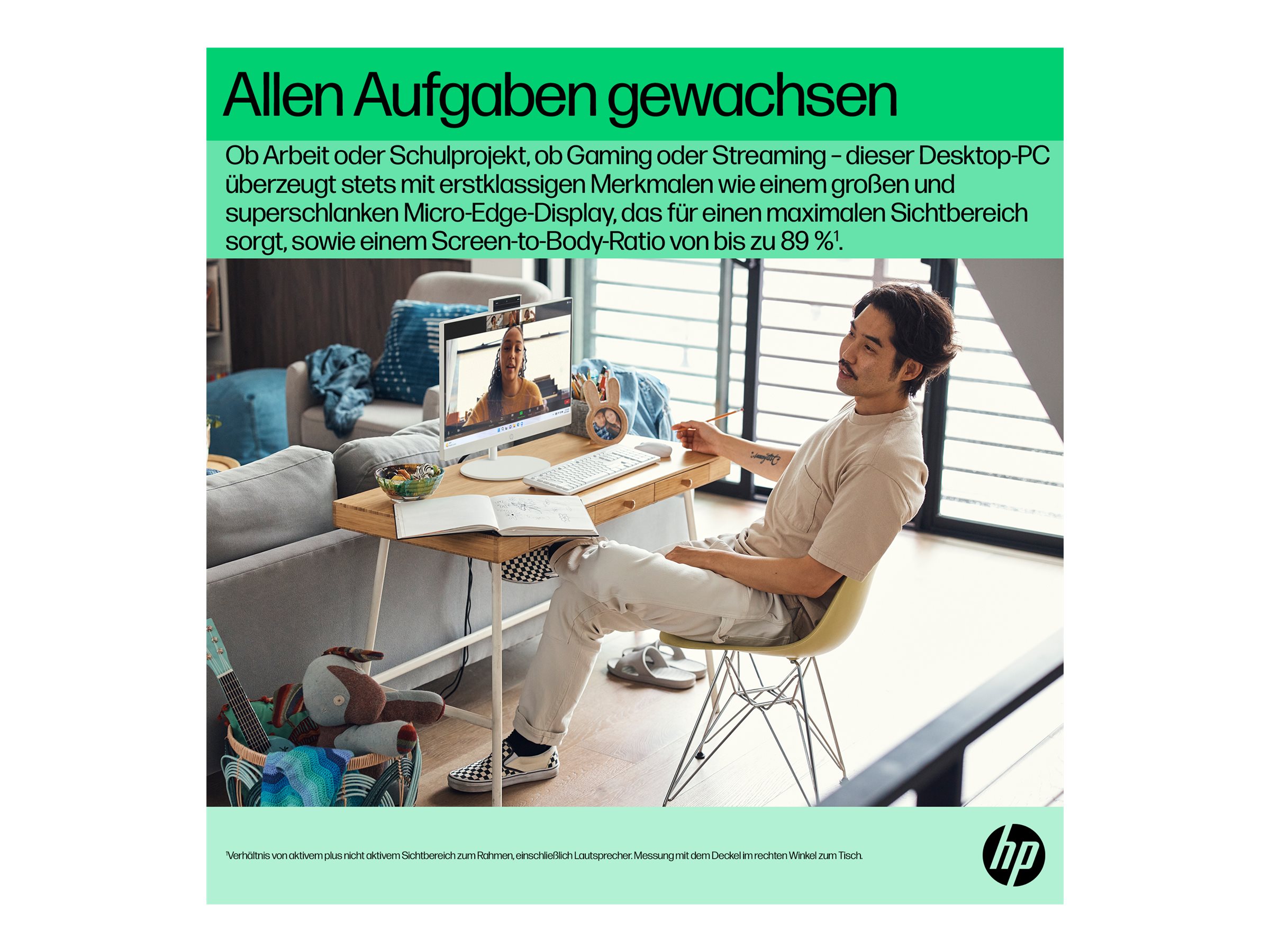 HP 24-cr0112ng - All-in-One (Komplettlösung) - Celeron N100 - RAM 8 GB - SSD 512 GB - NVMe - UHD Graphics - 1GbE, Wi-Fi 6, Bluetooth 5.3 - WLAN: 802.11a/b/g/n/ac/ax, Bluetooth 5.3 - FreeDOS - Monitor: LED 60.5 cm (23.8")