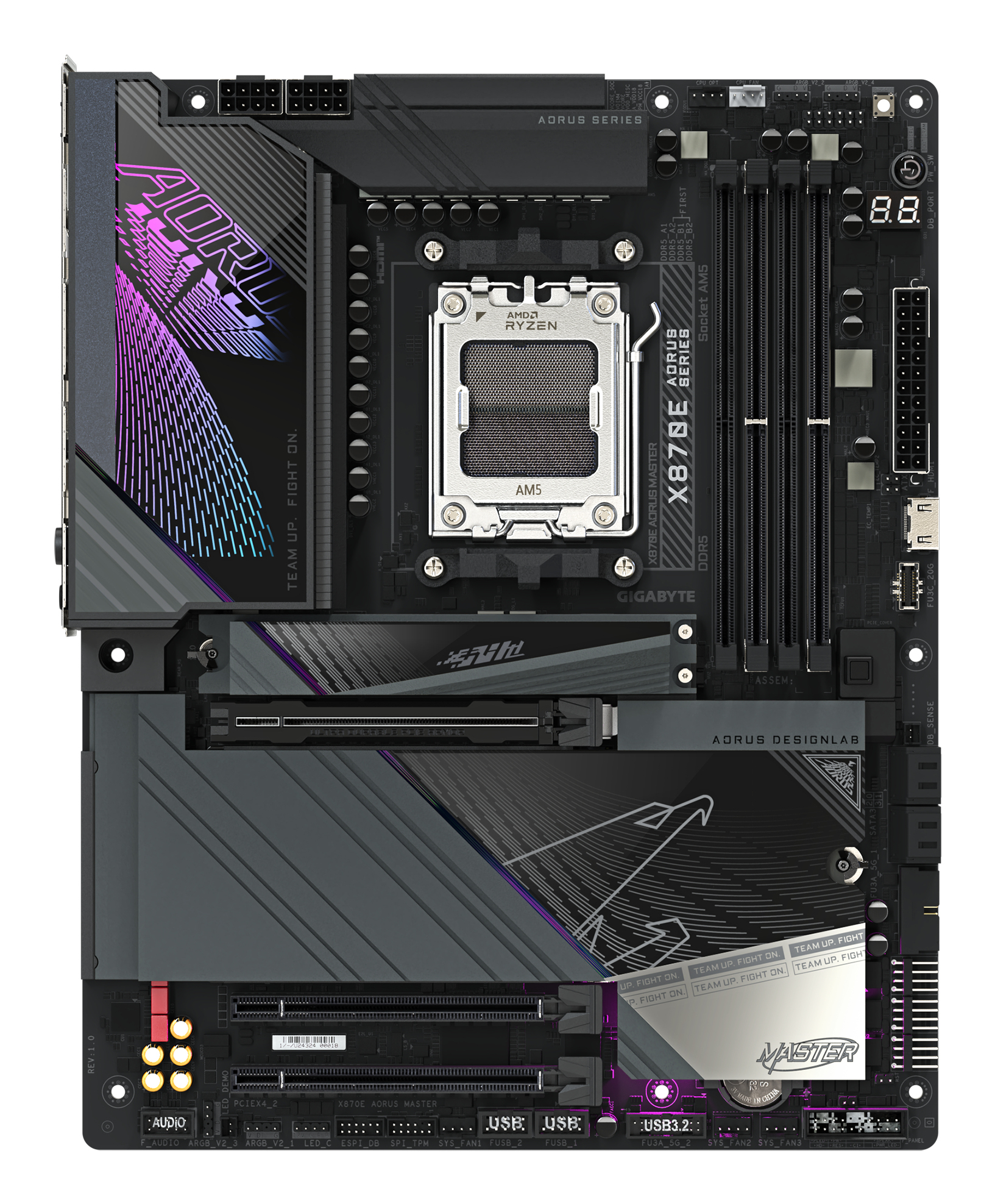 Gigabyte AORUS X870E MASTER - Motherboard - ATX - Socket AM5 - AMD X870E Chipsatz - USB-C 3.2 Gen 2x2, USB4, Ansicht 2