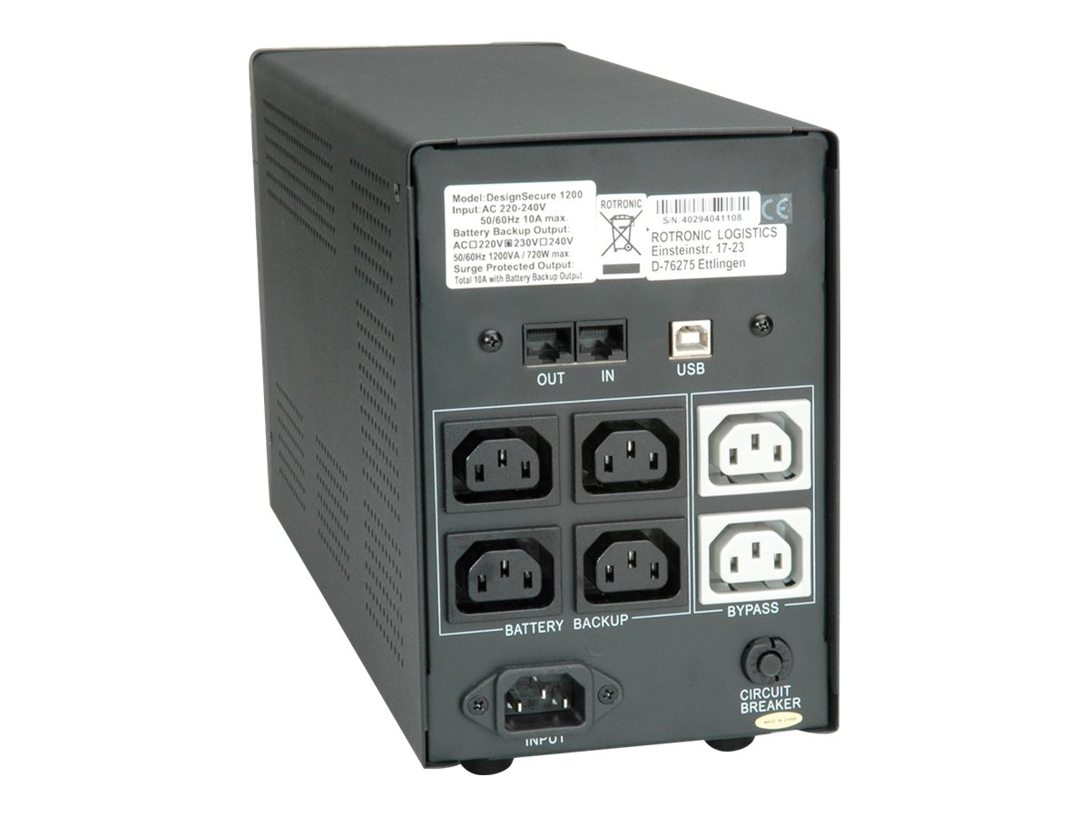 ROLINE DesignSecure 2000 - USV - Wechselstrom 230 V - 1.2 kW - 2000 VA - USB