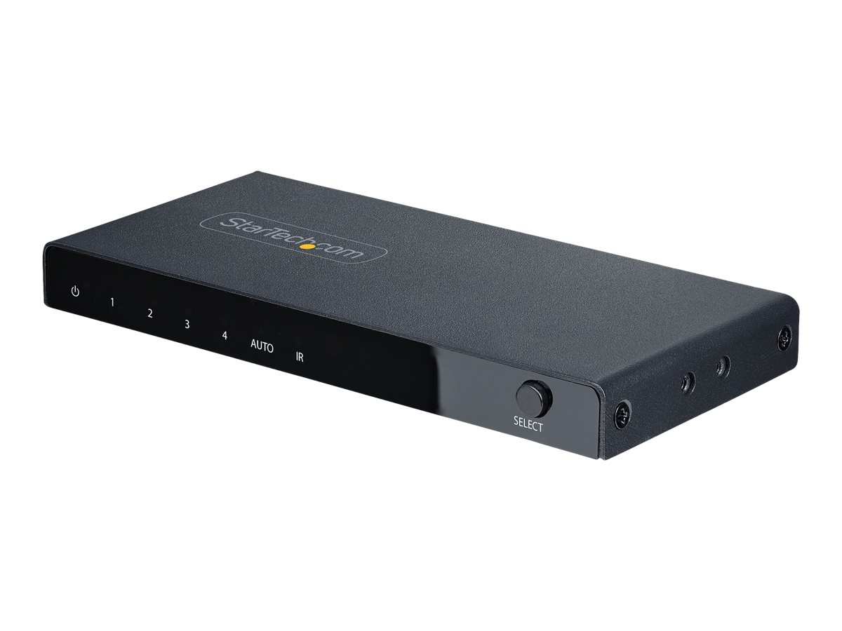 StarTech.com 4-Port 8K HDMI Switch, HDMI 2.1 Switcher 4K 120Hz HDR10+, 8K 60Hz UHD, HDMI Switch 4 In 1 Out, Auto/Manual Source Switching, Remote Control and Power Adapter Included - 7.1 Channel Audio/eARC (4PORT-8K-HDMI-SWITCH) - Video/Audio-Schalter...