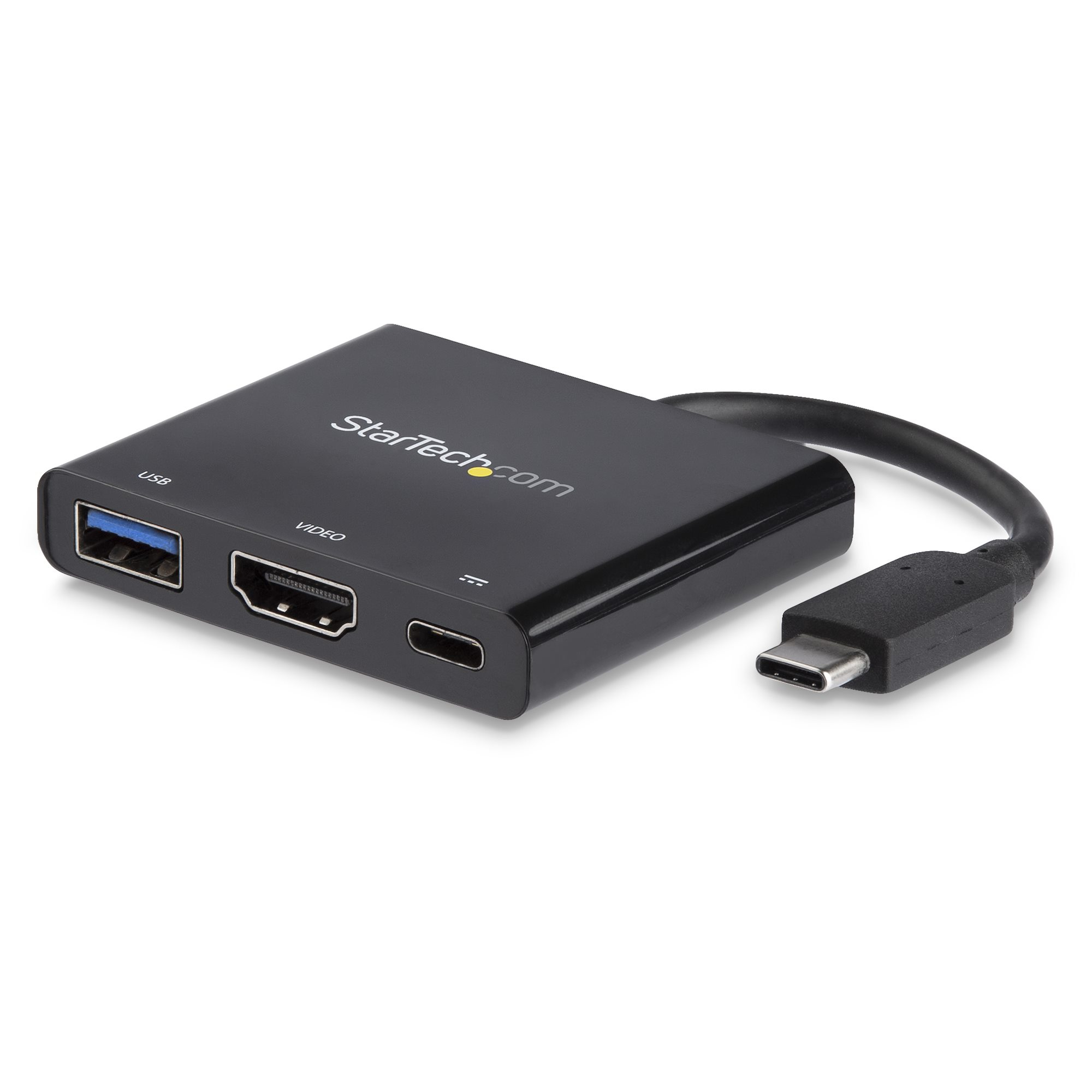 StarTech.com USB-C Multiport Adapter mit HDMI - USB 3.0 Port - 60W PD - Schwarz, Kabelgebunden, USB 3.2 Gen 1 (3.1 Gen 1) Type-C, Schwarz, 5 Gbit/s, 4096 x 2160 Pixel, Kunststoff