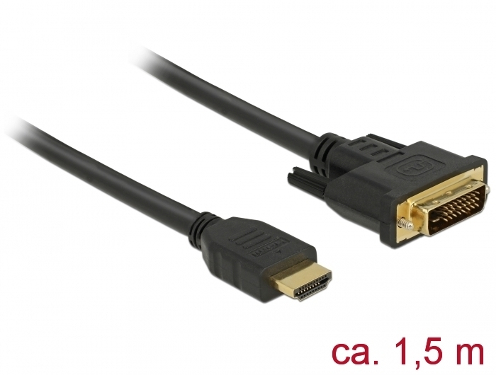 Delock 85653, 1,5 m, HDMI Typ A (Standard), DVI, Männlich, Männlich, Gerade