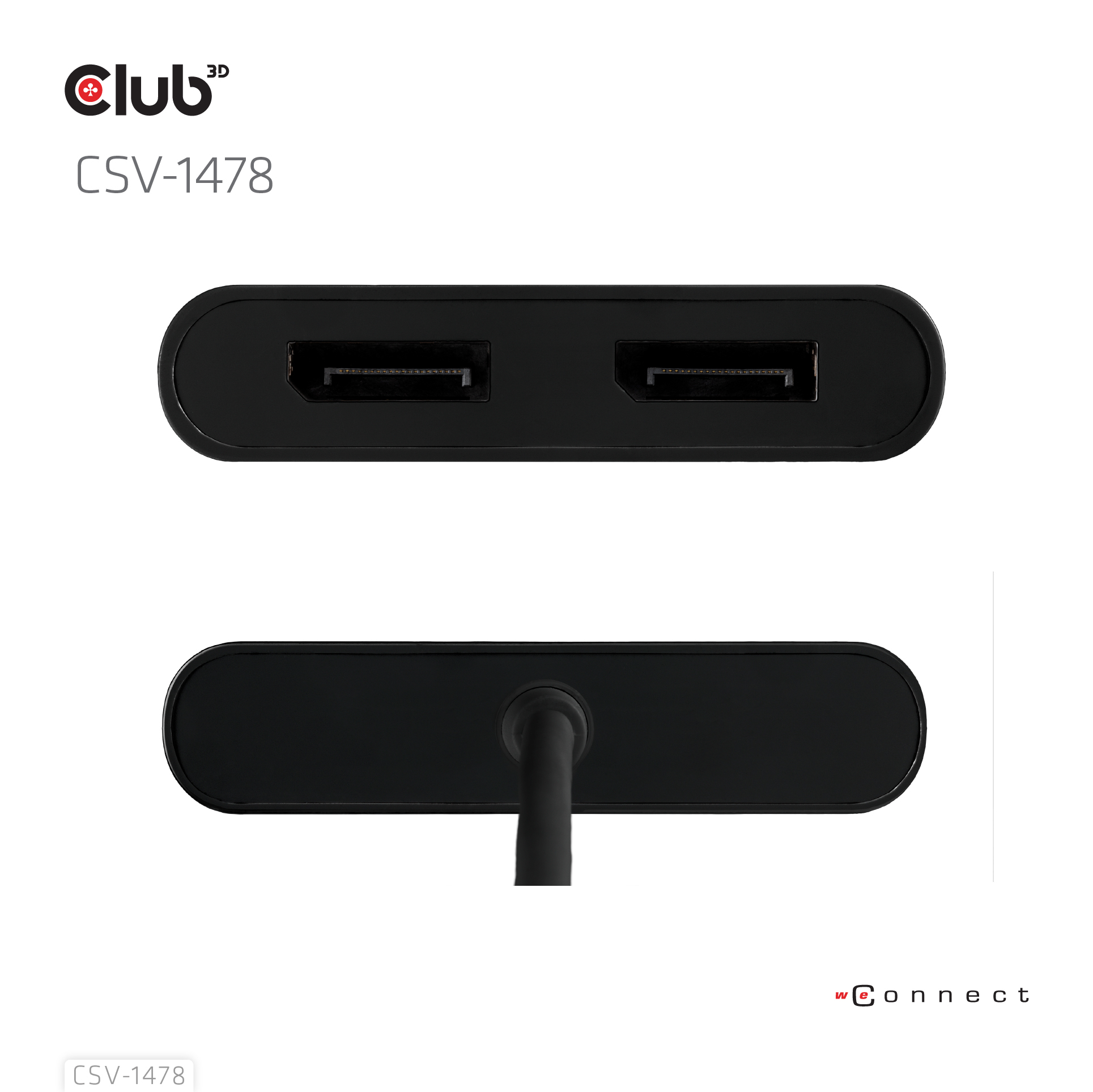 Club 3D Videoadapter - 24 pin USB-C, USB Typ A (M) - zu DisplayPort (W) - Support von 4K 60 Hz - CSV-1478, Ansicht 4