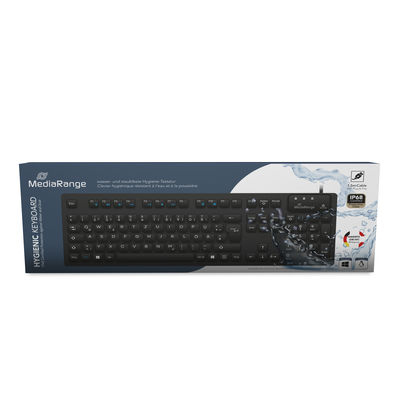 MEDIARANGE Tastatur mit Kabel Hygiene schwarz - Tastatur - TL: Deutsch, QWERTZ, Ansicht 2