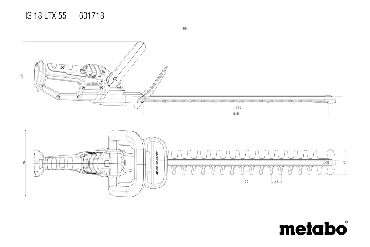 Metabo HS 18 LTX 55 Akku-Heckenschere inkl. 2 Akkus 2.0Ah, Ansicht 2
