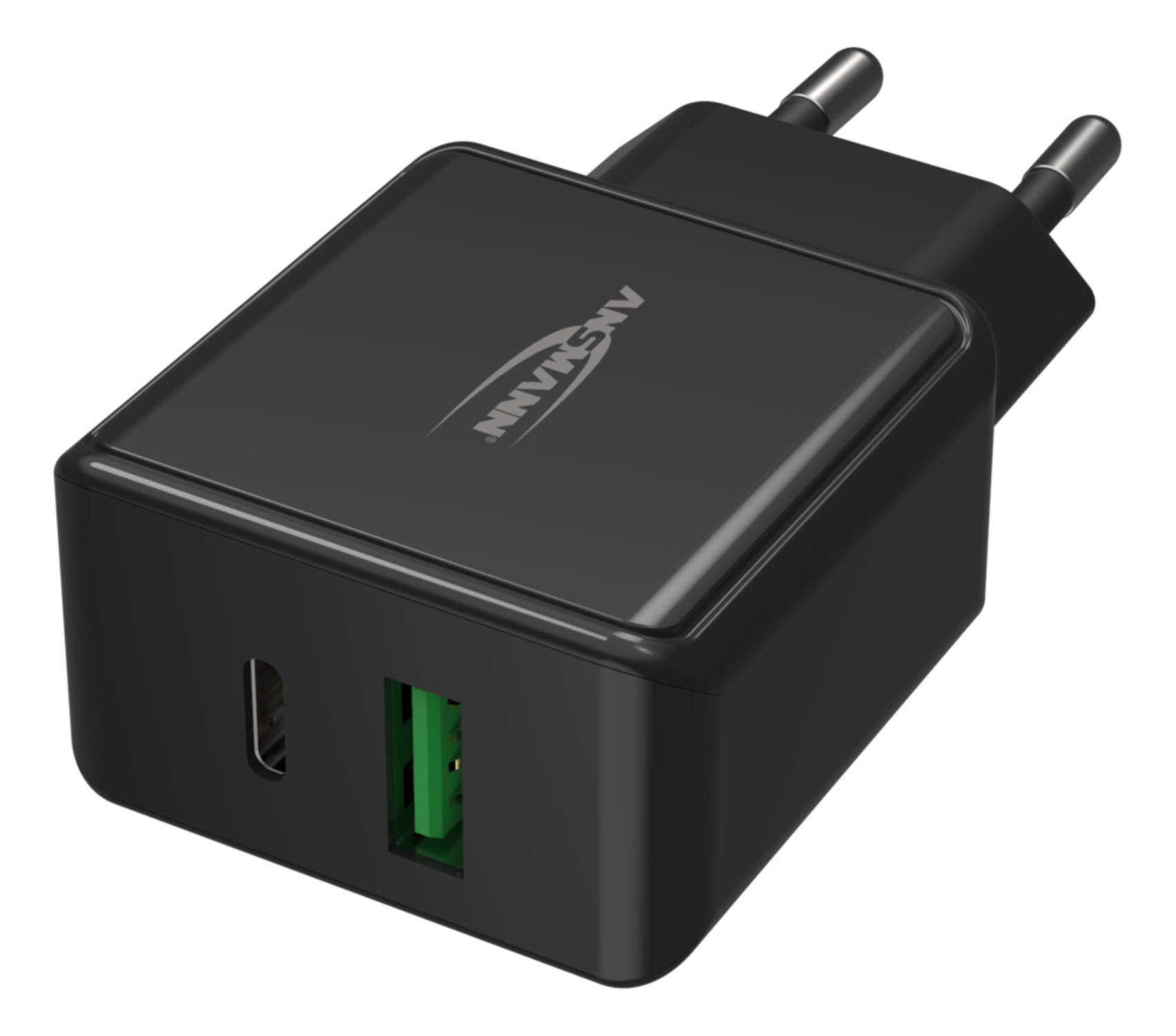 Ansmann HC218PD - Netzteil - 18 Watt - 3000 mA - PD, QC 3.0 - 2 Ausgabeanschlussstellen (USB, 24 pin USB-C) - Schwarz, Ansicht 4