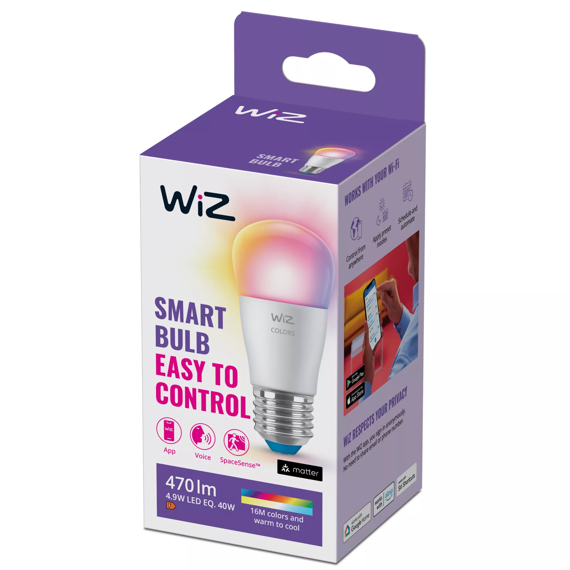 WIZCONNECTED WiZ White&Color E27 Tropfenform Tunable matt Einzelpack, Ansicht 2