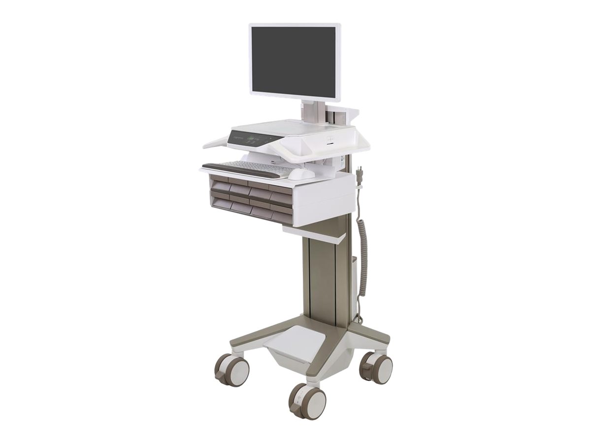 Ergotron CareFit Pro - Wagen - Electric Lift - für LCD-Display  PC-Ausrüstung - verriegelbar - medizinisch - weiß Warm Gray - Bildschirmgröße: bis zu 686 cm (bis zu 27 Zoll)