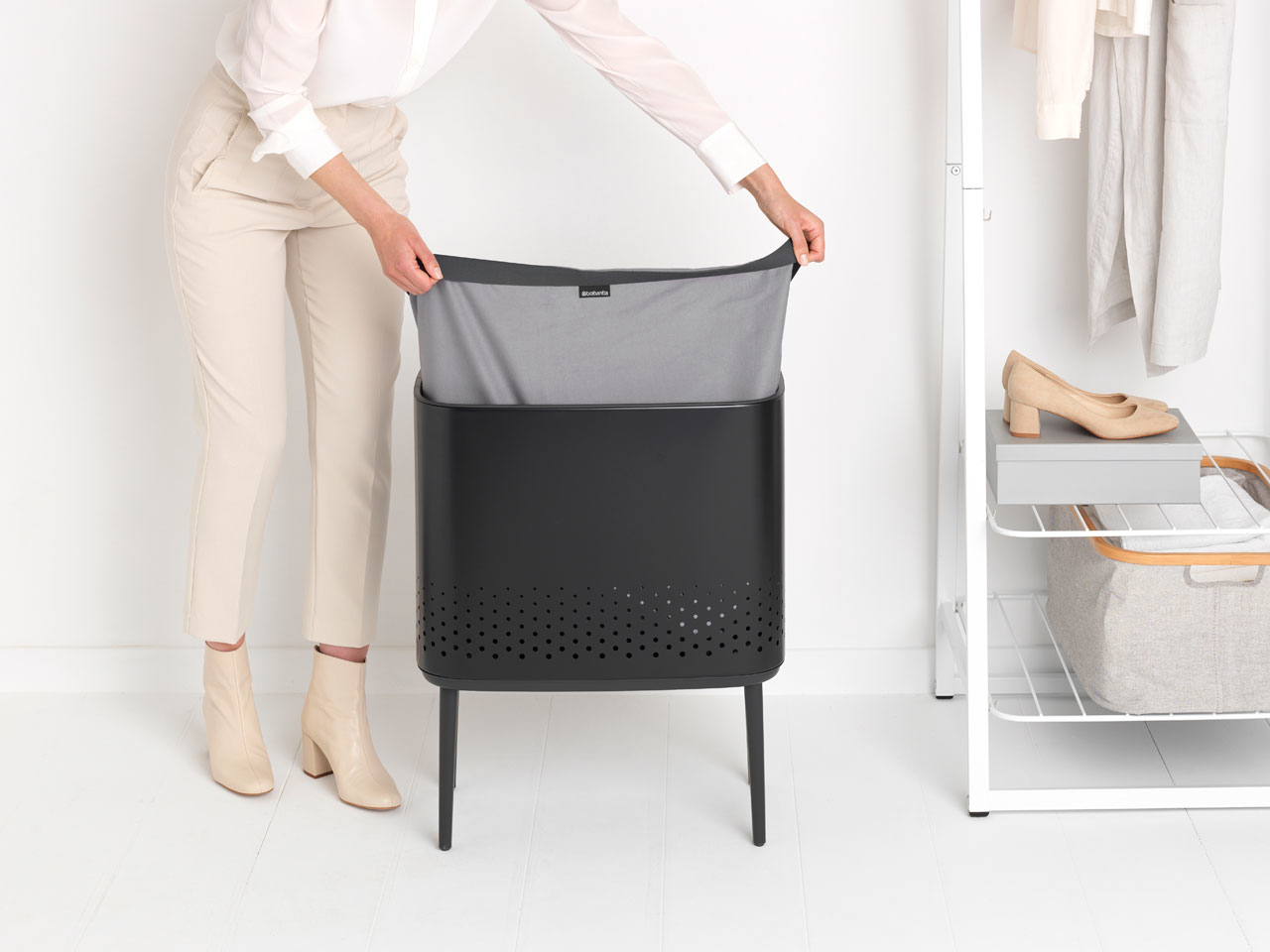 Brabantia Bo Wäschekorb - 60 l - Rechteckig - Schwarz - Schwarz - 540 mm - 320 mm, Ansicht 4
