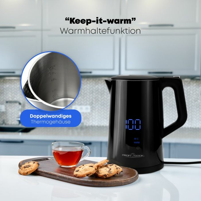 Clatronic 1,7 Liter Wasserkocher mit LED Display PC-WKS 1243, Ansicht 3