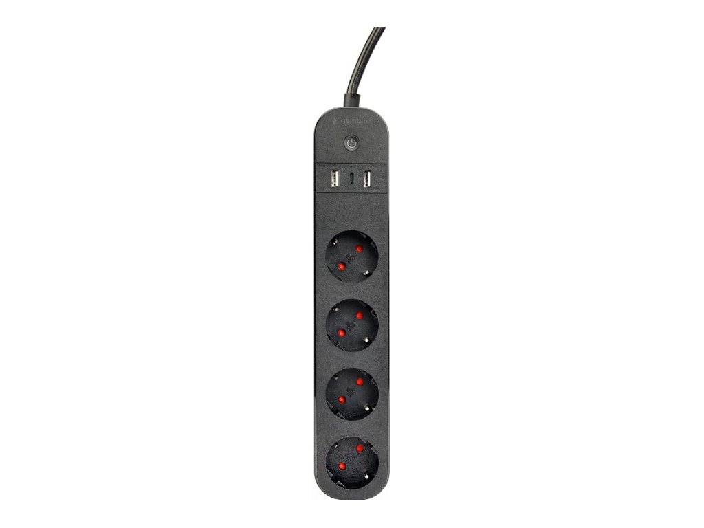 Gembird TSL-PS-S4U-01 - Smart Power-Steckdosenleiste - 3680 Watt - Wi-Fi - Eingang Typ F - Typ F, 2 x USB, 24 pin USB-C, Ansicht 4
