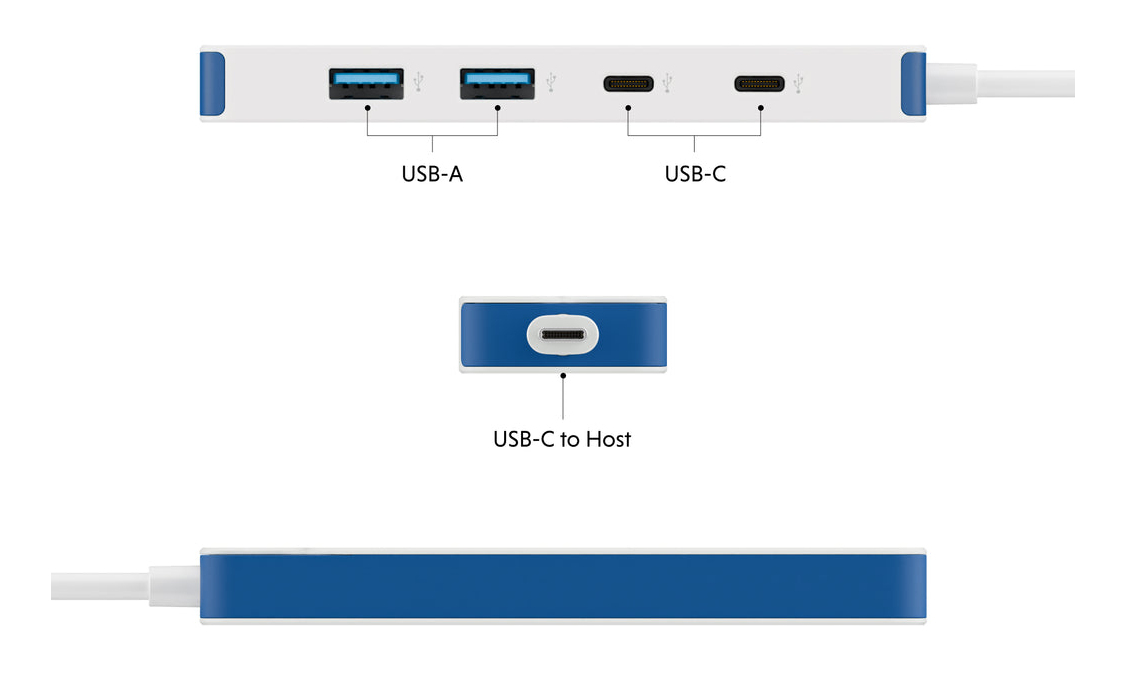 Targus Hyper HyperDrive Flex USB-C Hub Blue - Hub - 4-Port, Ansicht 3