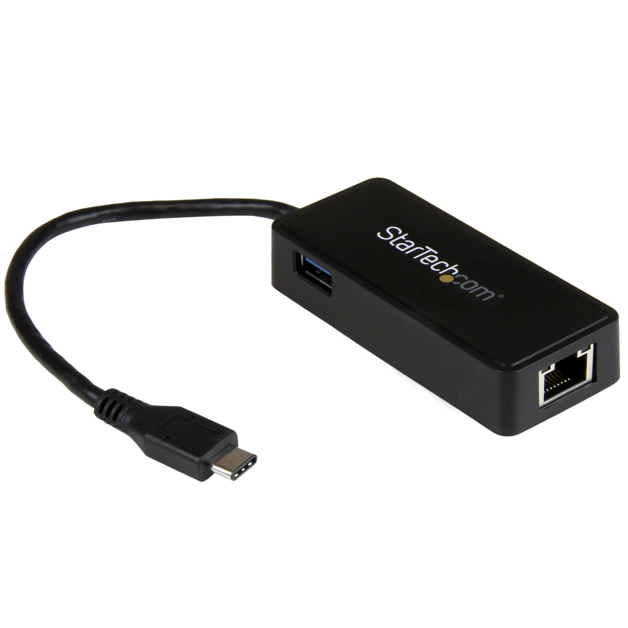 StarTech.com USB-C auf Gigabit Netzwerkadapter mit extra USB Anschluss - Schwarz, Kabelgebunden, USB, Ethernet, 5000 Mbit/s, Schwarz