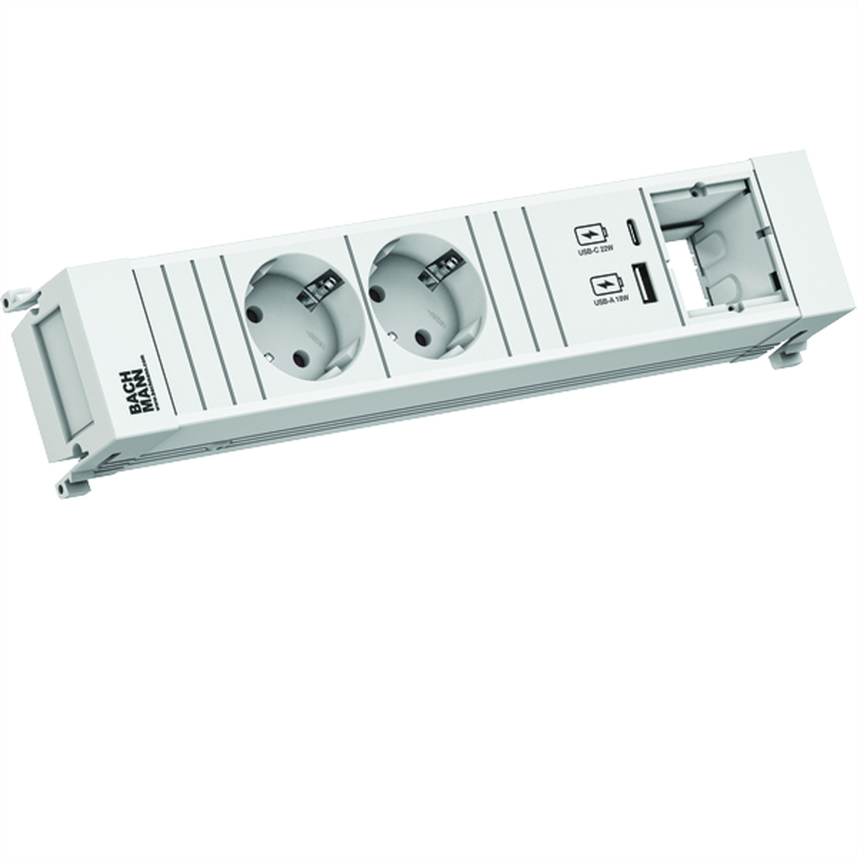 Bachmann POWER FRAME 2xCEE7/3916.7021xCM 1xUSB A/C 22W 0 2m GST18 ws, Ansicht 2
