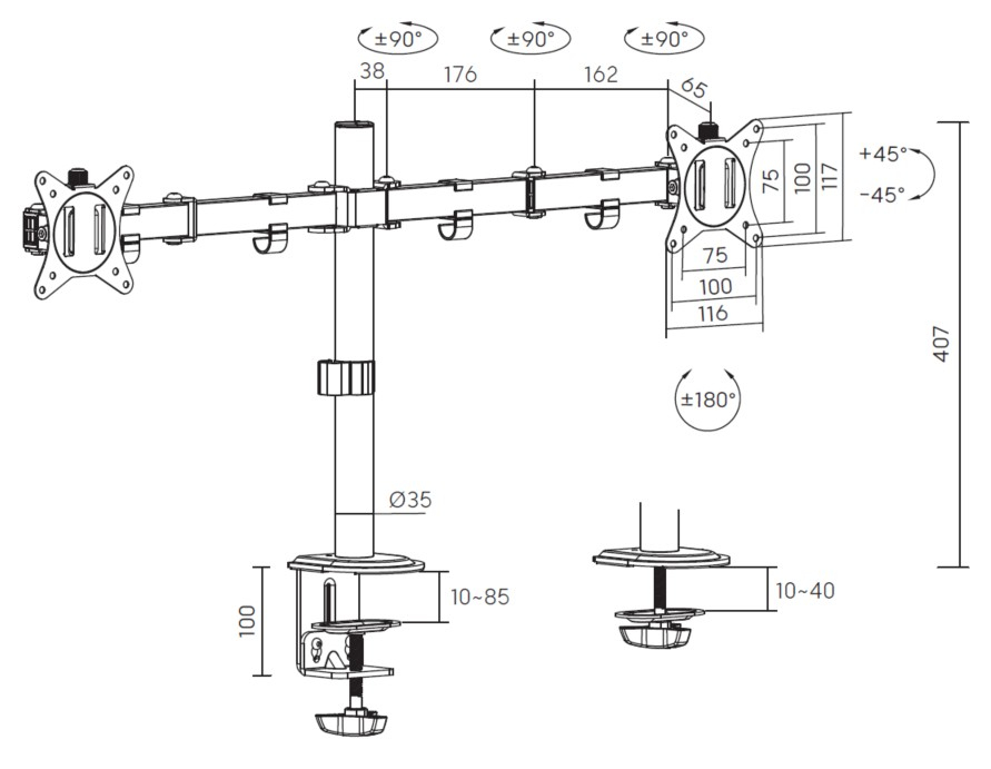 Equip Befestigungskit (Kabeldurchführungsklemme, Schrauben, Klemmhalterung) - für LCD-Displays - 43.2-81.3 cm (17-32), Ansicht 4