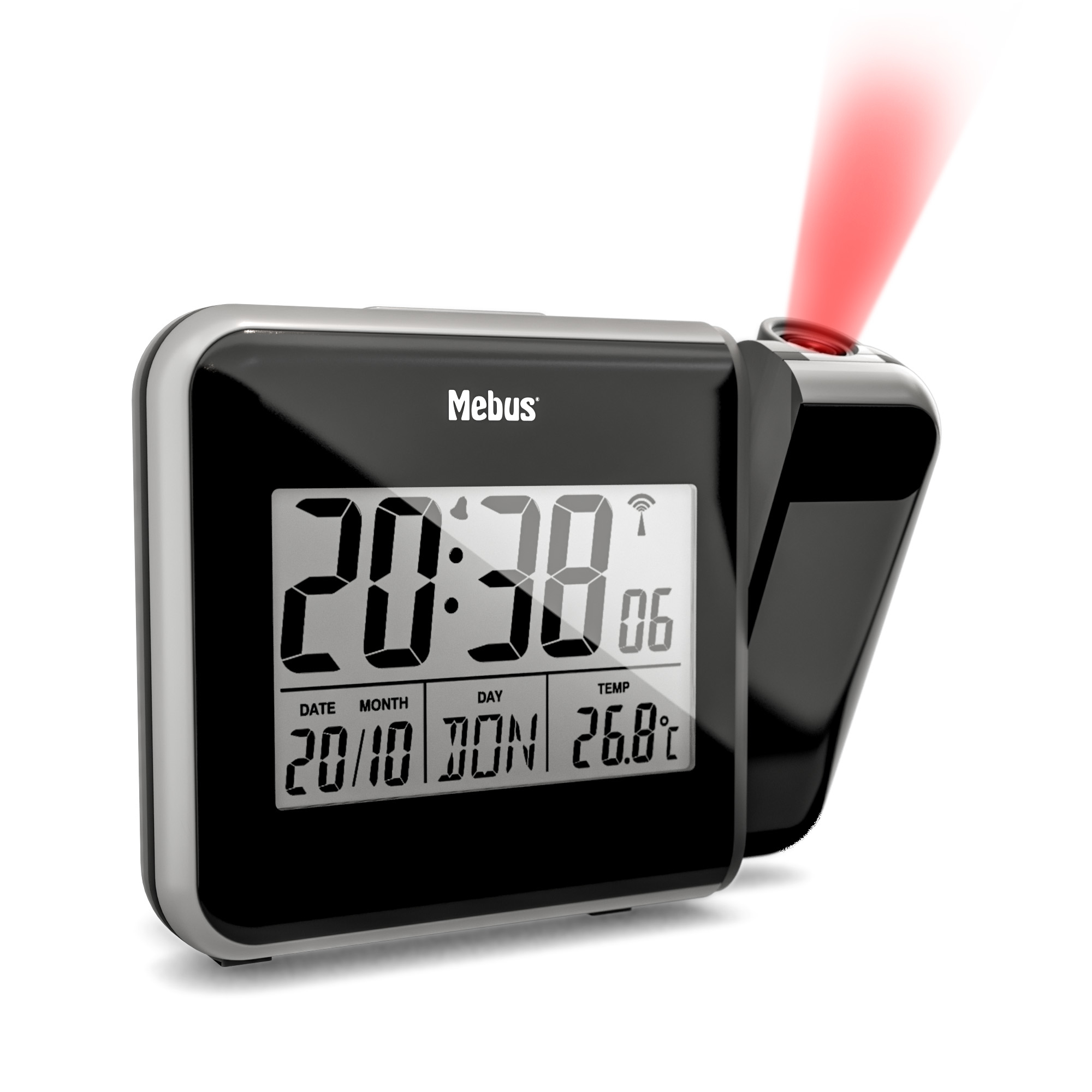 Mebus 42425 - Digitaler Wecker - Rechteck - Schwarz - Grau - 12/24 h - F - °C - Zeit, Ansicht 2