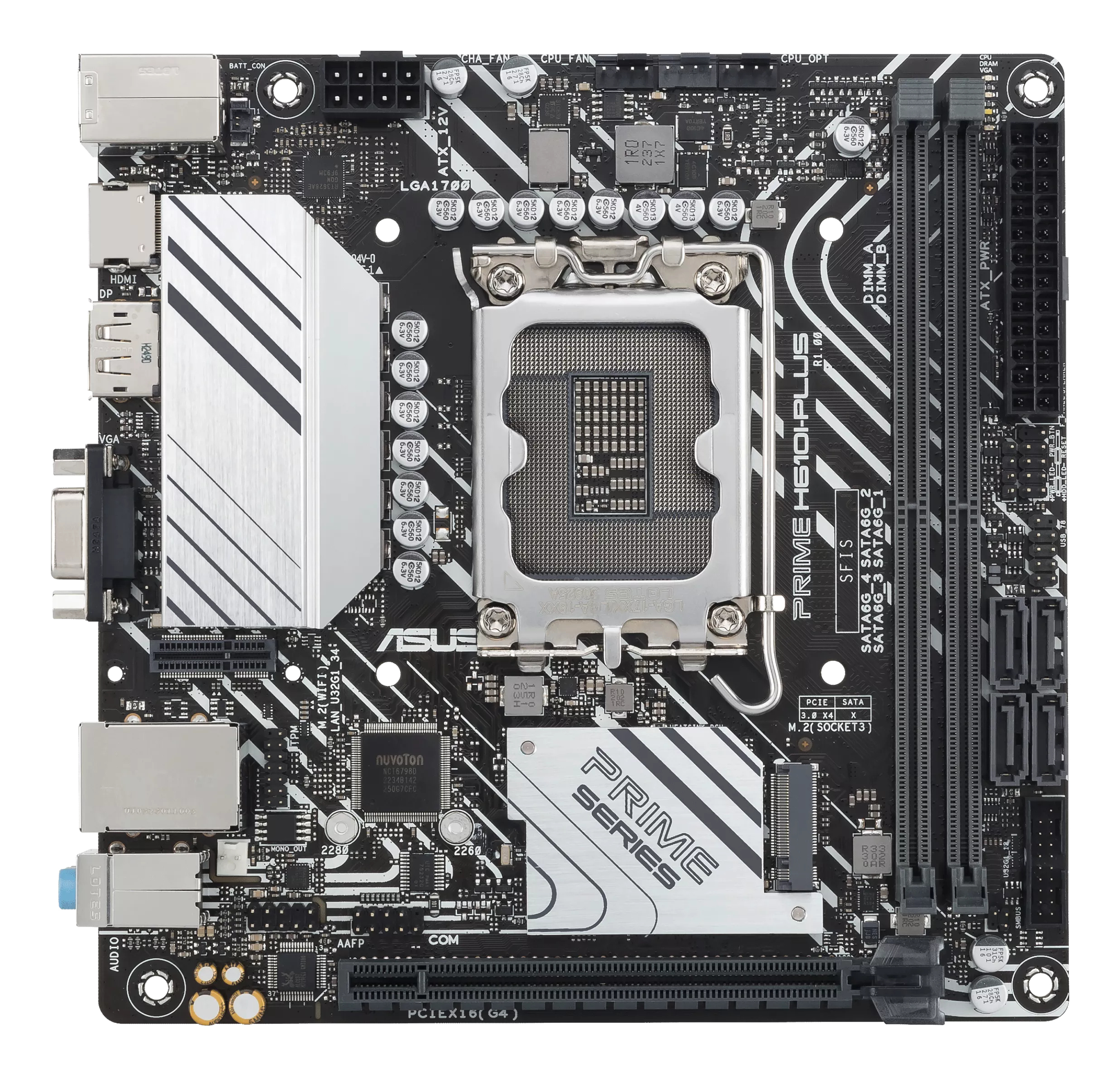ASUS PRIME H610I-PLUS-CSM - Motherboard - Mini-ITX - LGA1700-Sockel - H610 Chipsatz - USB 3.2 Gen 1 - Gigabit LAN, Ansicht 2