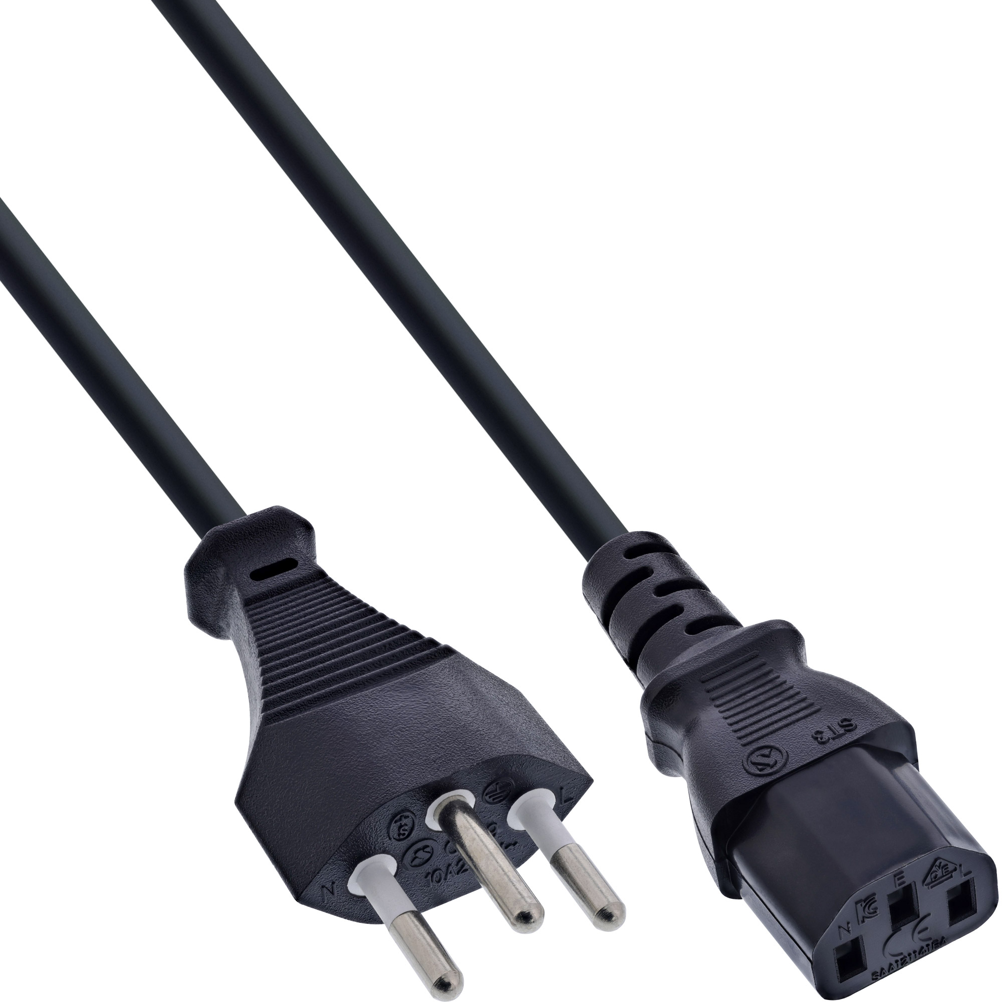 InLine Netzkabel - Netzstecker Schweiz auf Kaltgerätestecker C13 - 18m