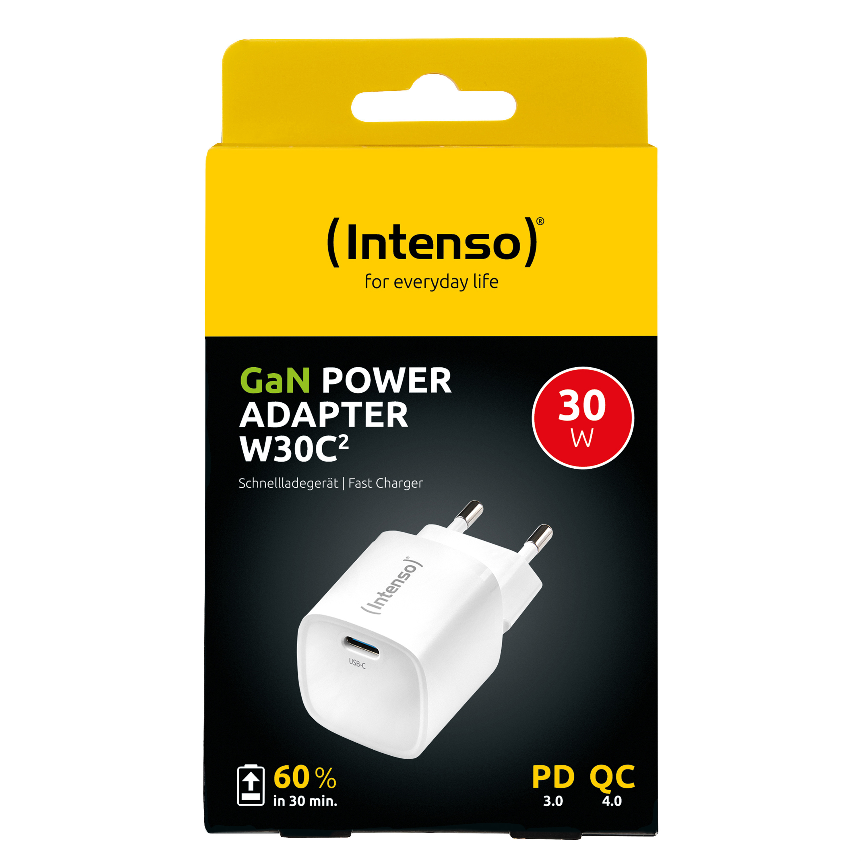 Intenso Power Adapter W30C² white USB Ladegerät 30 W 1x USB-C Weiß Innenbereich GaN, Ansicht 3