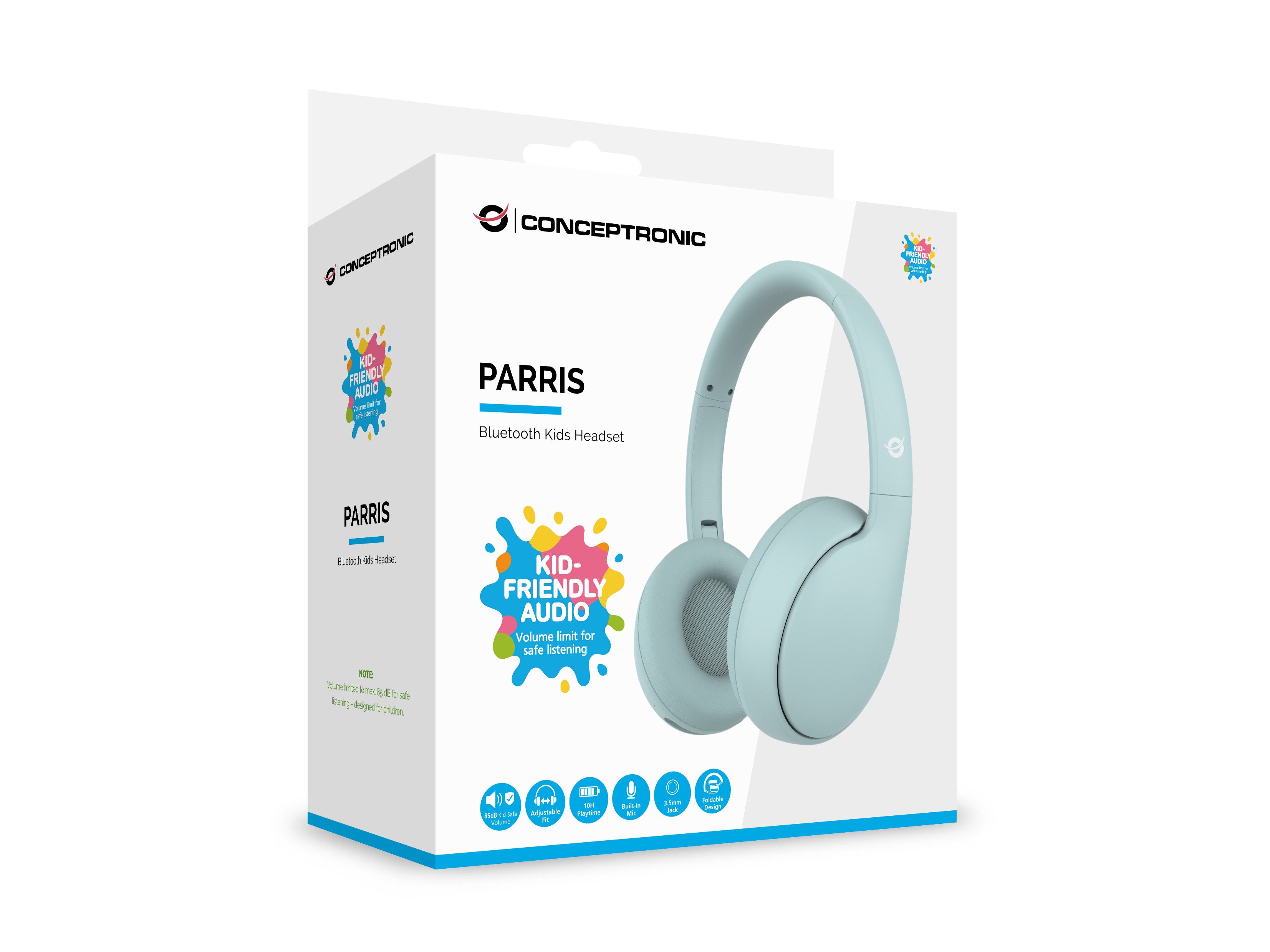Conceptronic Headset Kids Wireless BT6.0/Mikro 85dB 10Std bl - Headset - 20 KHz, Ansicht 3
