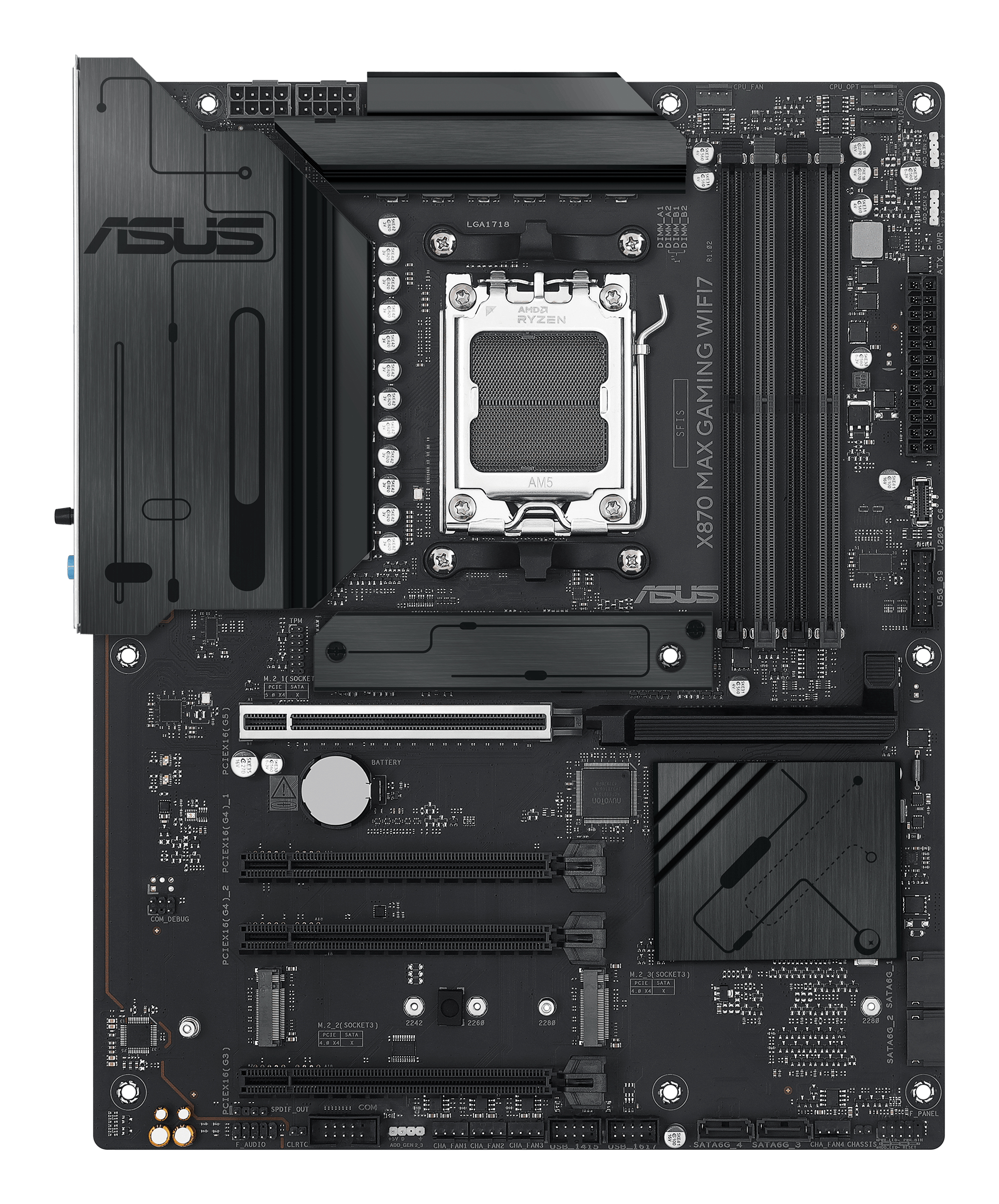 ASUS X870 MAX GAMING WIFI7 - Motherboard - ATX - Socket AM5 - AMD X870 Chipsatz, Ansicht 3