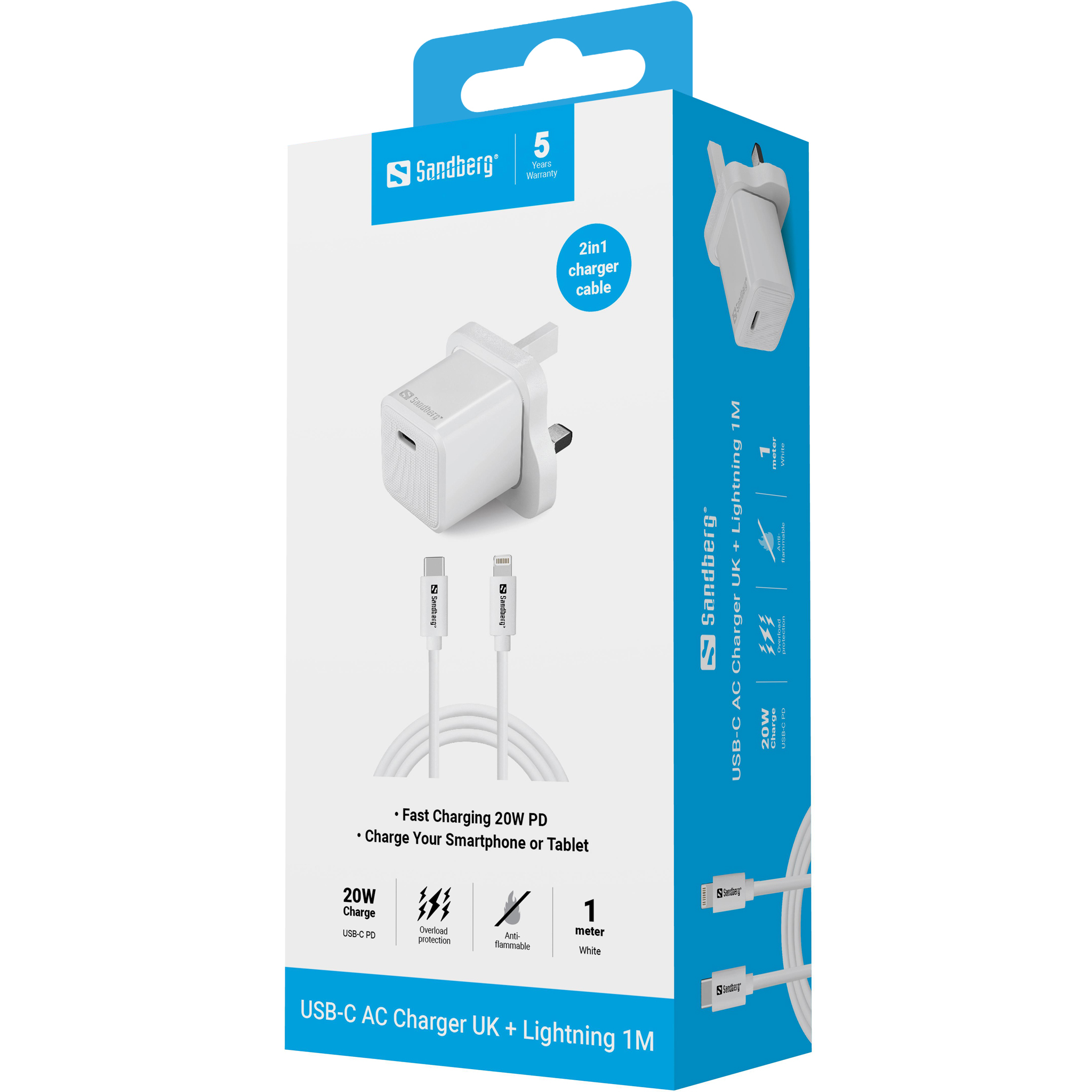 SANDBERG Netzteil - 20 Watt - 3 A - PD (24 pin USB-C), Ansicht 2