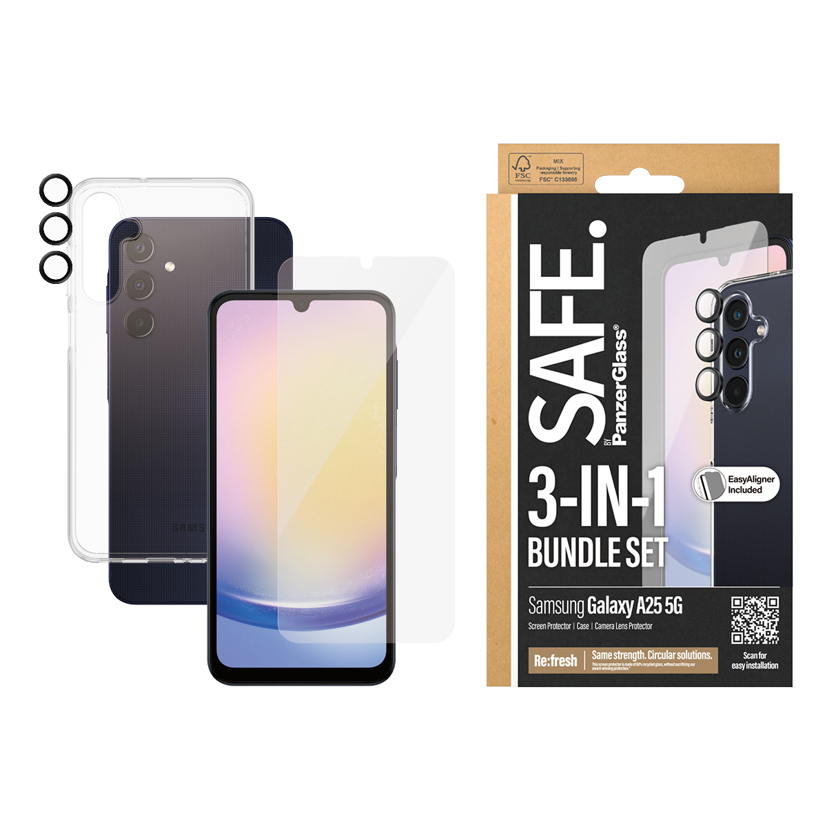 PanzerGlass SAFE. by PanzerGlass - 3-in-1 Schutzpacket - Schutzkit für Display / Objektiv / Rückseite für Handy, Ansicht 3