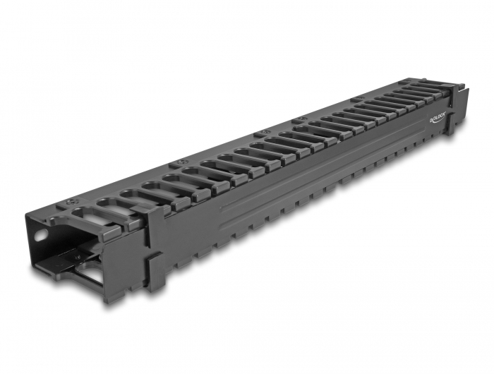 Delock Kabelführungsplatte für Schaltschrank - 3 Öffnungen - Schwarz - 1U - 48.3 cm (19), Ansicht 2