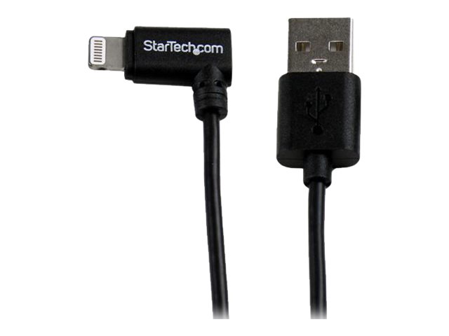 StarTech.com 2m USB auf Apple 8-pin Lightning Connector Kabel gewinkelt - Schwarz - iPhone / iPod / iPad - Ladekabel / Datenkabel - Lightning-Kabel - Lightning männlich zu USB männlich