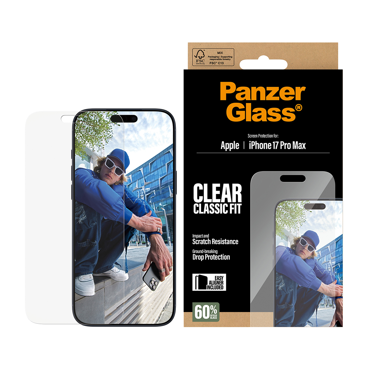 PanzerGlass Bildschirmschutz für Handy - classic fit with EasyAligner, Ansicht 3