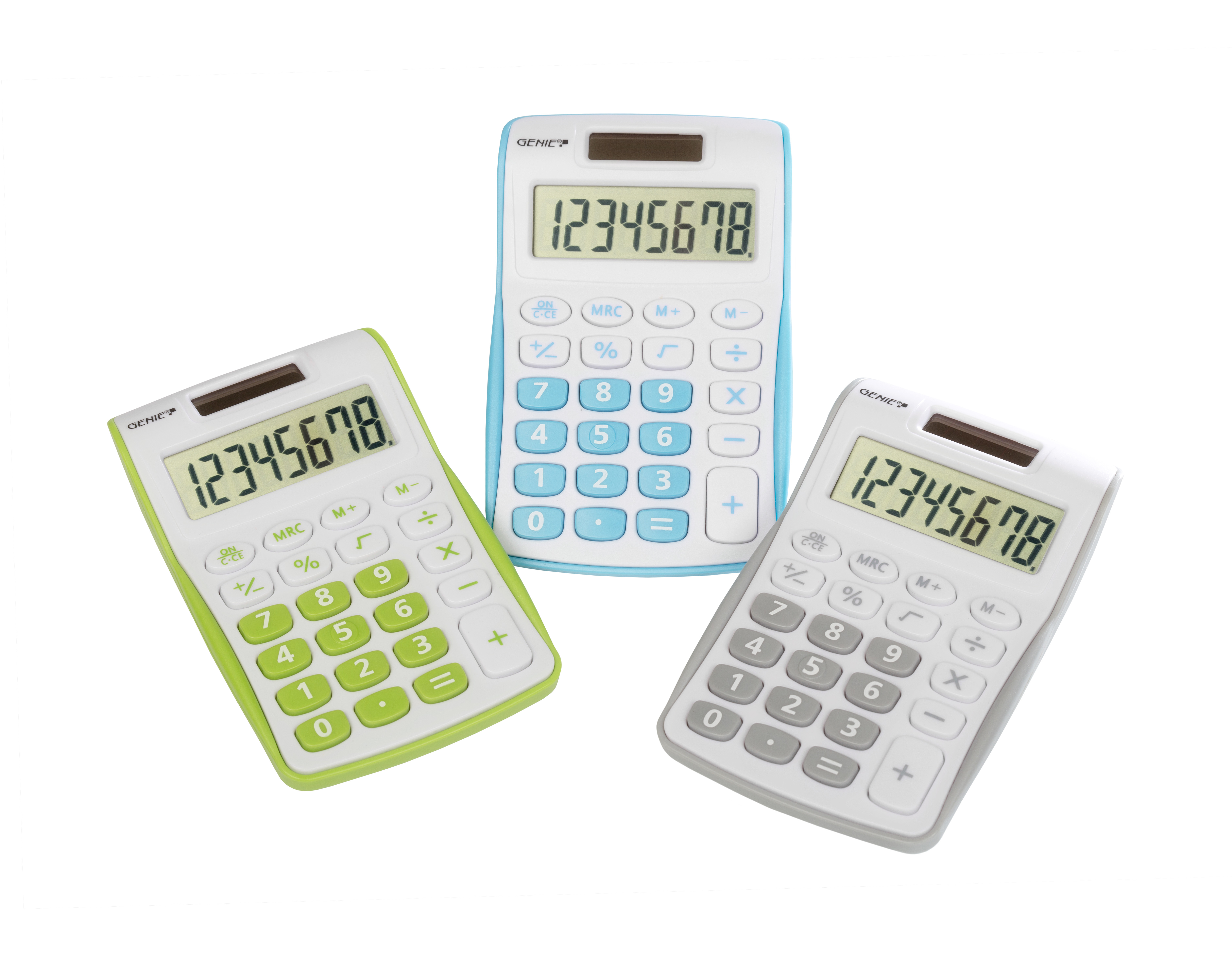 Genie 120 B - Tasche - Display-Rechner - 8 Ziffern - 1 Zeilen - Batterie/Solar - Blau - Weiß, Ansicht 2