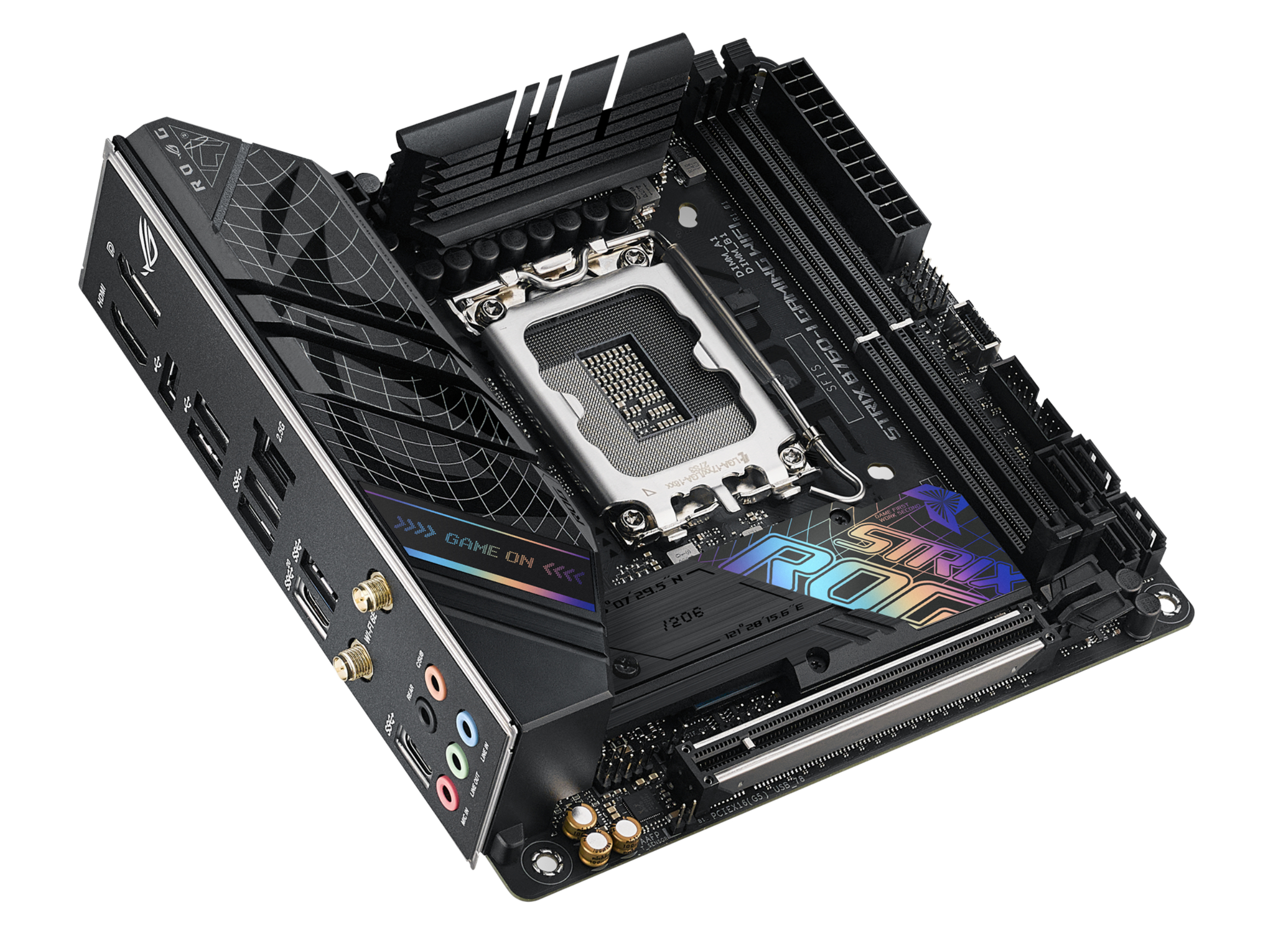 ASUS ROG STRIX B760-I GAMING WIFI - Motherboard - Mini-ITX - LGA1700-Sockel - B760 Chipsatz - USB 3.2 Gen 1, Ansicht 3