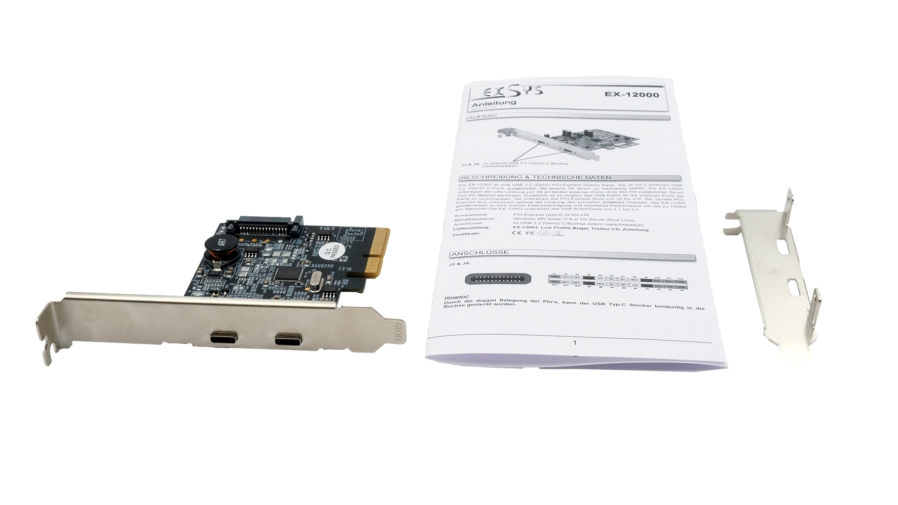 Exsys EX-12000 - PCIe - USB 3.2 Gen 2 (3.1 Gen 2), Ansicht 3