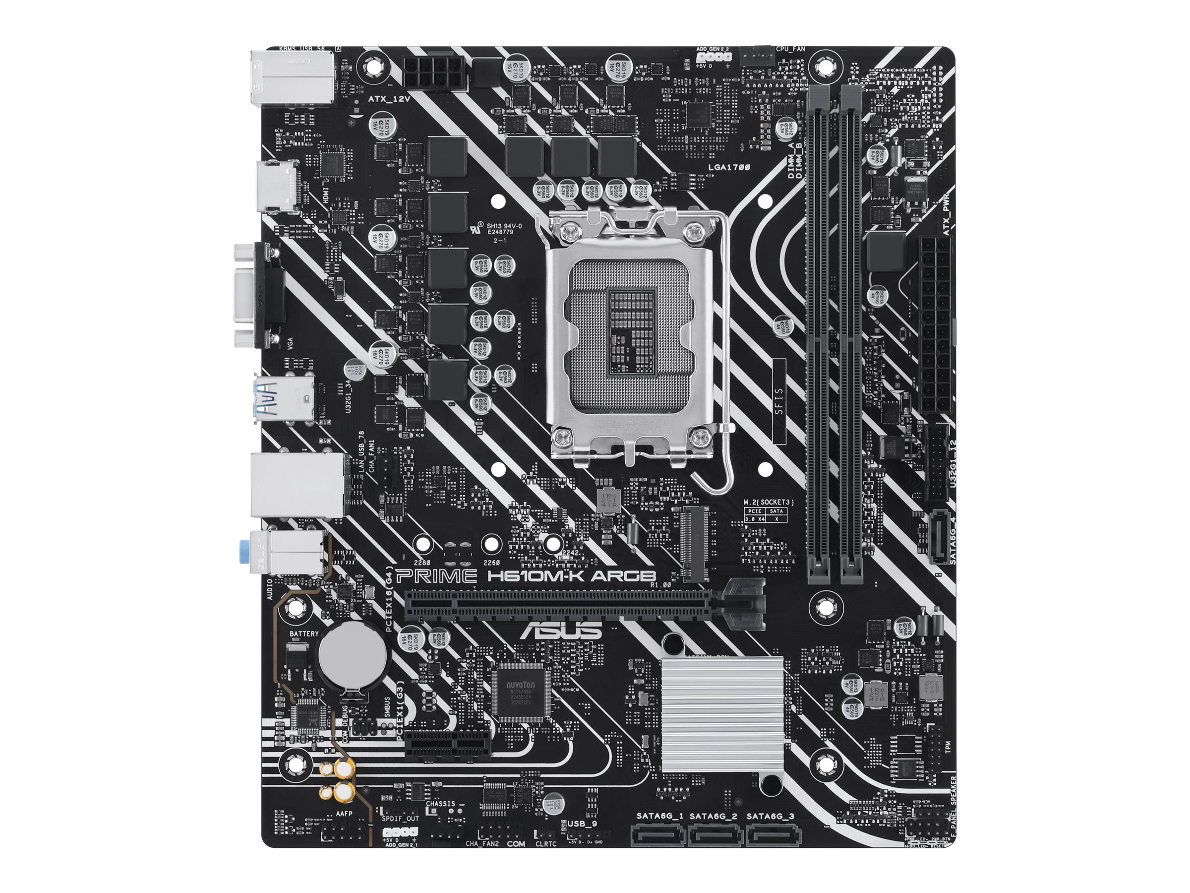 ASUS PRIME H610M-K ARGB - Motherboard - micro ATX - LGA1700-Sockel - H610 Chipsatz - USB 3.2 Gen 1 - Gigabit LAN - Onboa