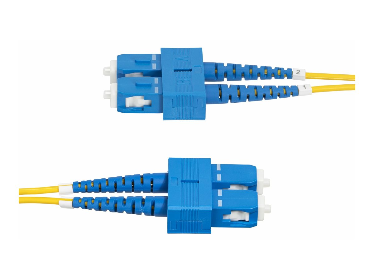 StarTech.com 5m (16.4ft) SC to SC (UPC) OS2 Single Mode Duplex Fiber Optic Cable 9125µm Laser Optimized 40G100G Zipcord Bend Insensitive Low Insertion Loss - LSZH Fiber Patch Cord (SMDOS2SCSC5M)