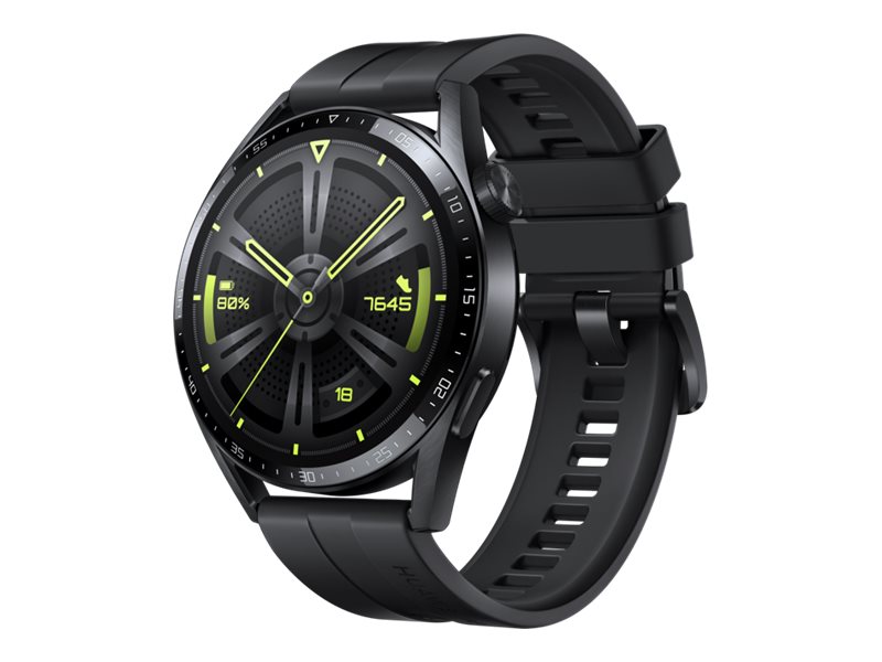 Huawei Watch GT 3 - Active Edition - 46 mm - black steel - intelligente Uhr mit Riemen - Flouroelastomer - schwarz - Handgelenkgröße: 140-210 mm - Anzeige 3.6 cm (1.43")