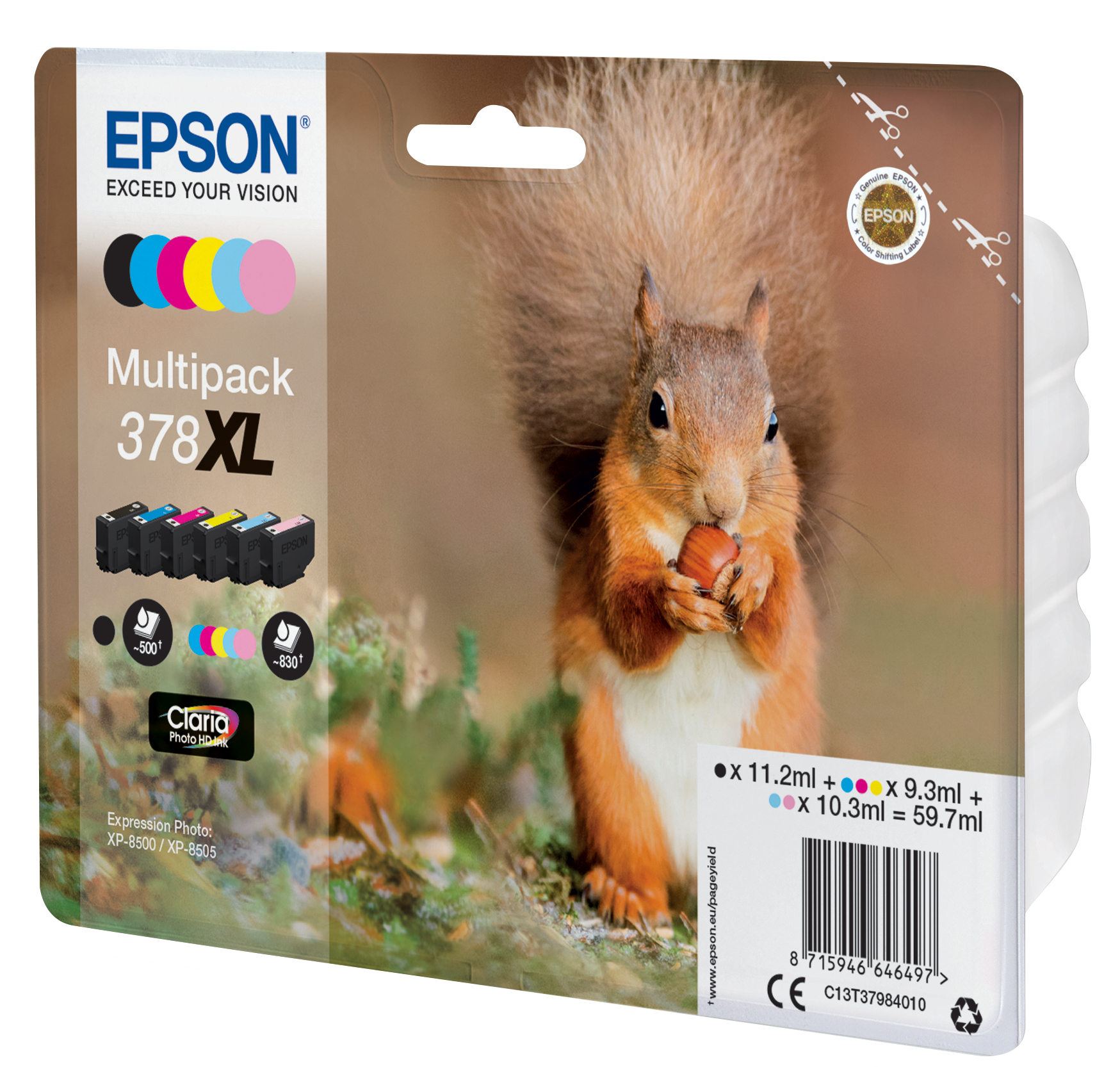 Epson Squirrel Multipack 6-colours 378XL Claria Photo HD Ink - Hohe (XL-) Ausbeute - Tinte auf Pigmentbasis - 11,2 ml - 9,3 ml - 6 Stück(e) - Multipack