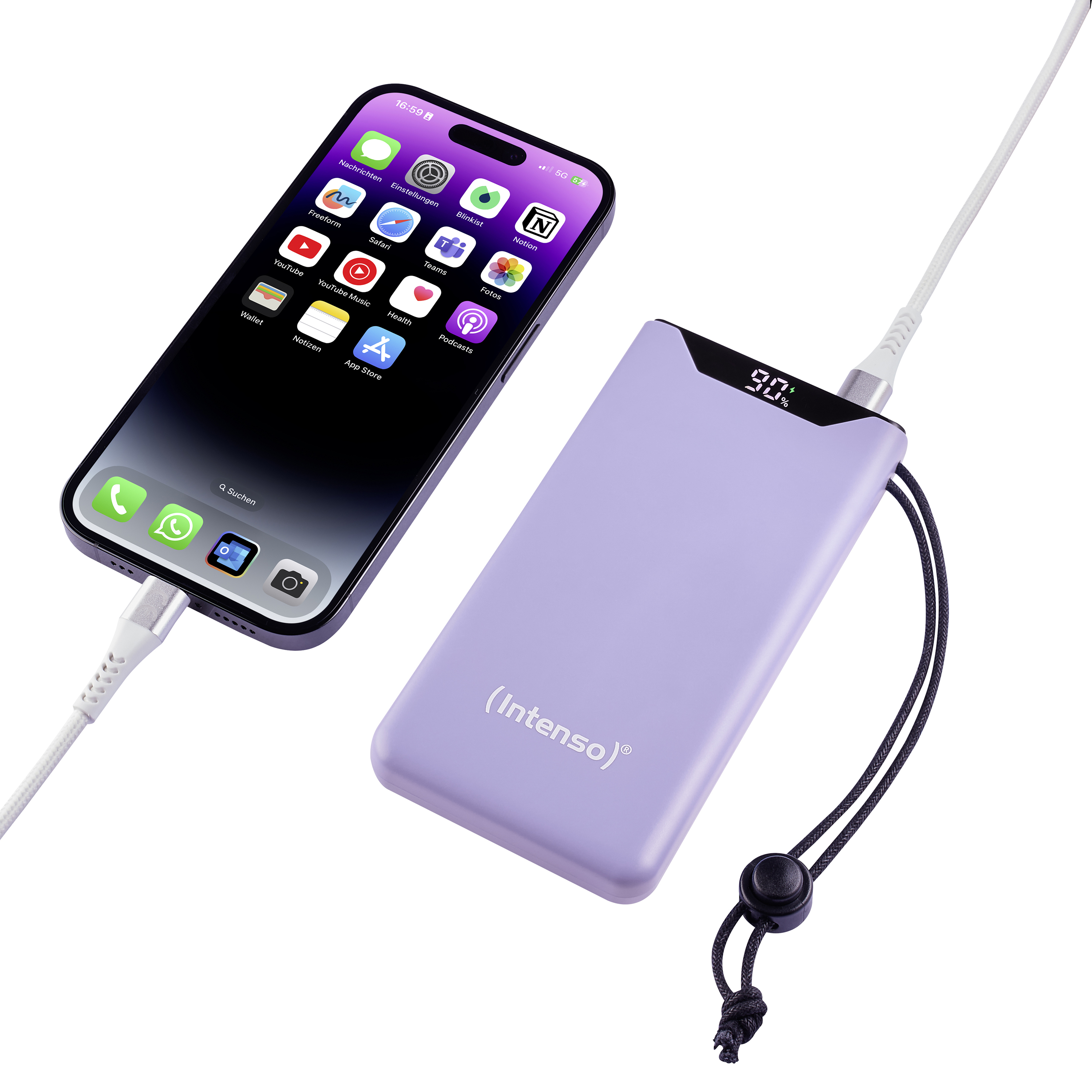 Intenso Powerbank F10000 Purple lila 10.000 mAh PD 3.0 Quick Charge 3.0, Ansicht 4