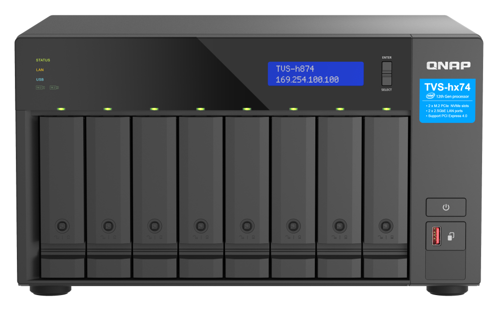 QNAP TVS-H874 - NAS-Server - 8 Schächte - SATA 6Gb/s - 64 GB, Ansicht 2