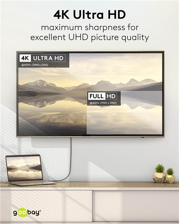 Goobay USB-C -auf-DisplayPort -Kabel 4K a 60 Hz 3 m schwarz - -Stecker> - Kabel - Digital/Daten, Ansicht 4