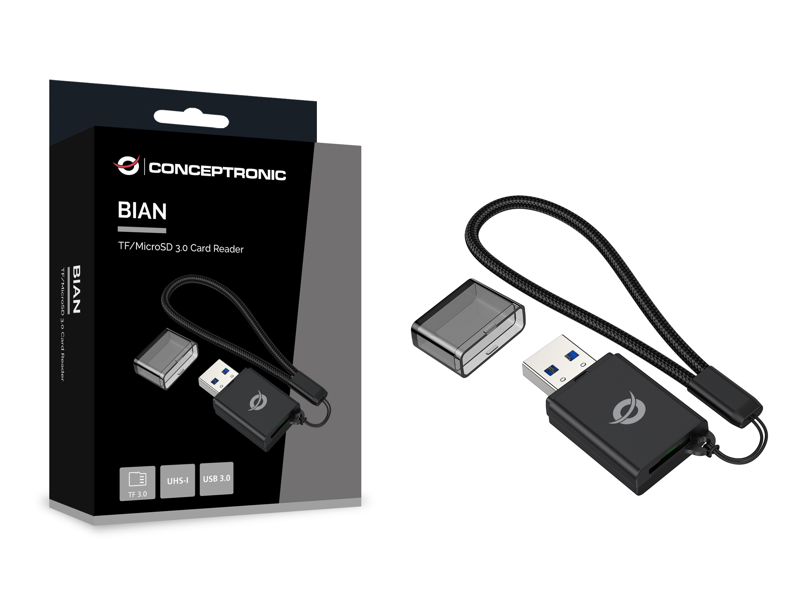 Conceptronic Card USB-A -> Micro SD/TF 3.0 schwarz - Card-Reader - Secure Digital (SD), Ansicht 4