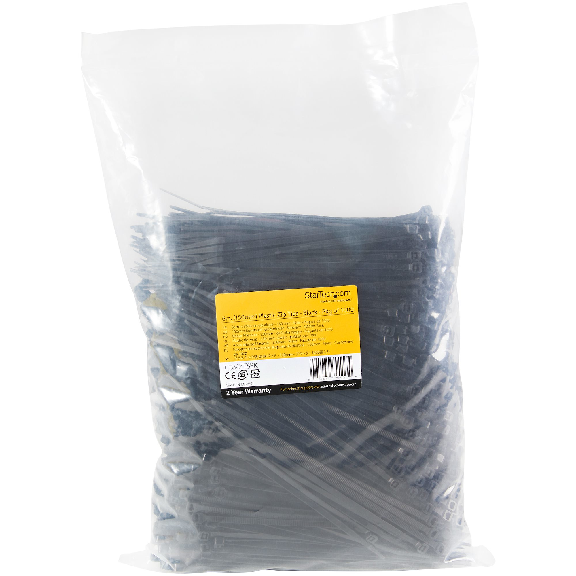StarTech.com 15cm(6) Cable Ties, 3mm(1/8) wide, 39mm(1-3/8) Bundle Diameter, 18kg(40lb) Tensile Strength, Ansicht 2